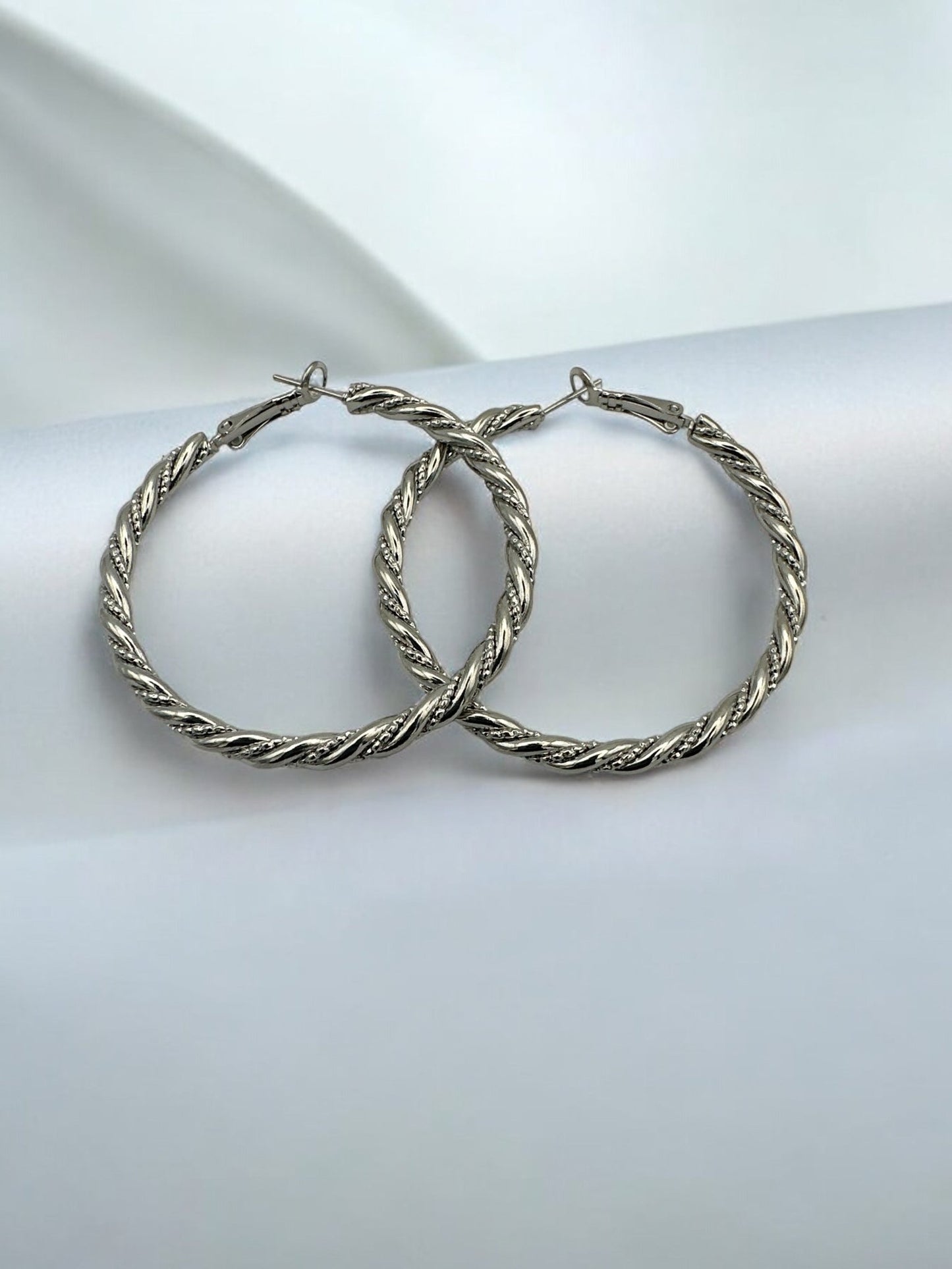 Gold - Tone Twisted 5CM Statement Hoop Earrings – Bold Rope Design Hoops for Women - Fatisha Boutique