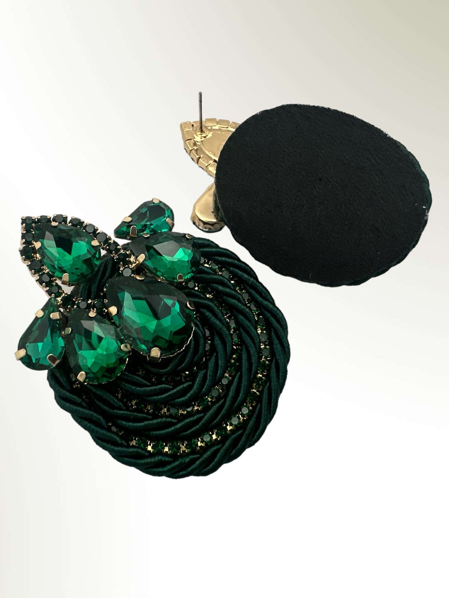 Gorgeous Crystal Rhinestones Thread Woven Round Statement Stud Earrings - Fatisha Boutique