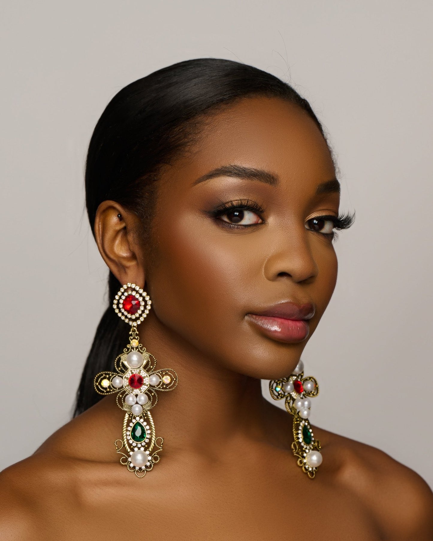 Gorgeous Large Cross Crystal Sparkling Rhinestone Diamante Statement Earrings - Fatisha Boutique