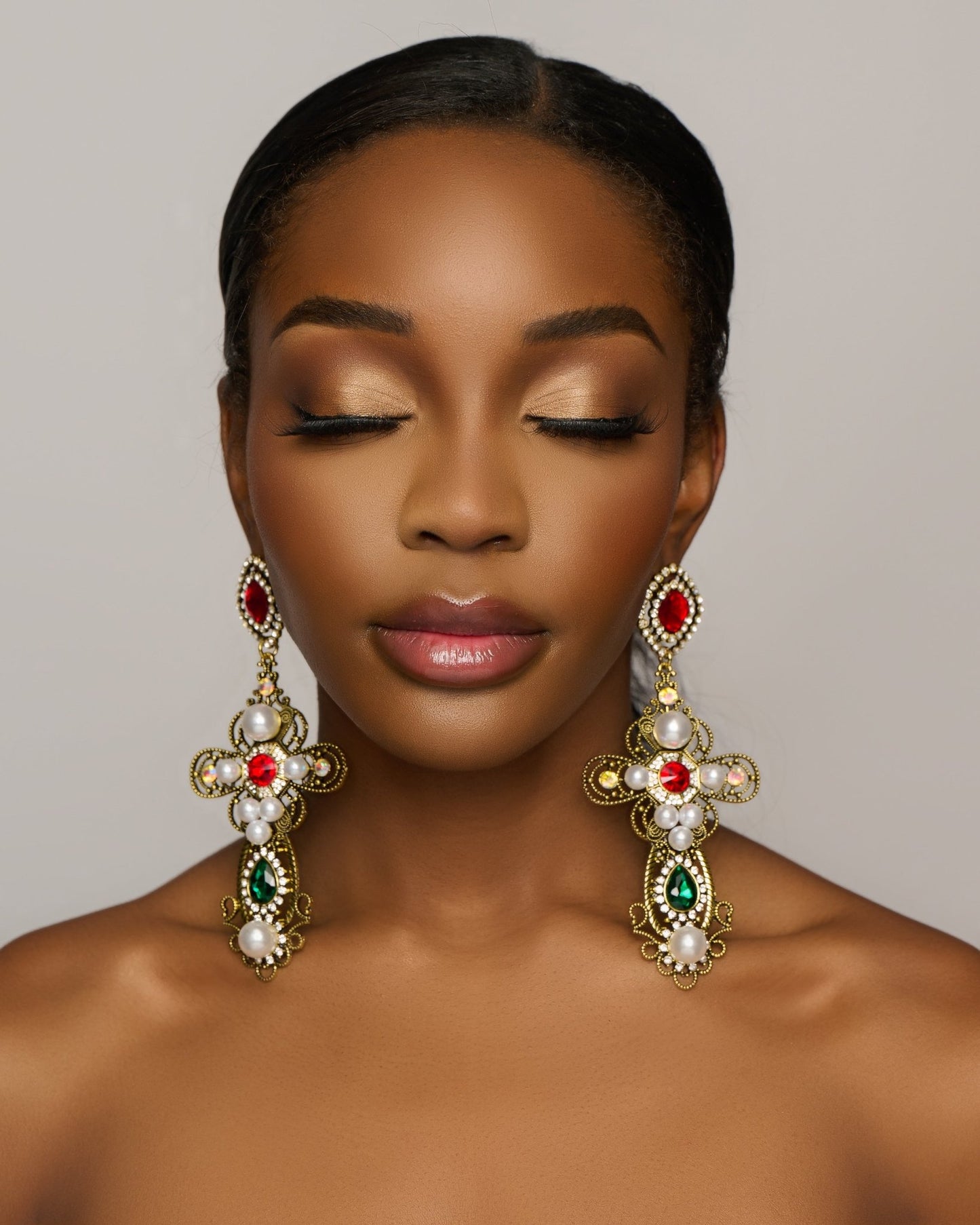 Gorgeous Large Cross Crystal Sparkling Rhinestone Diamante Statement Earrings - Fatisha Boutique