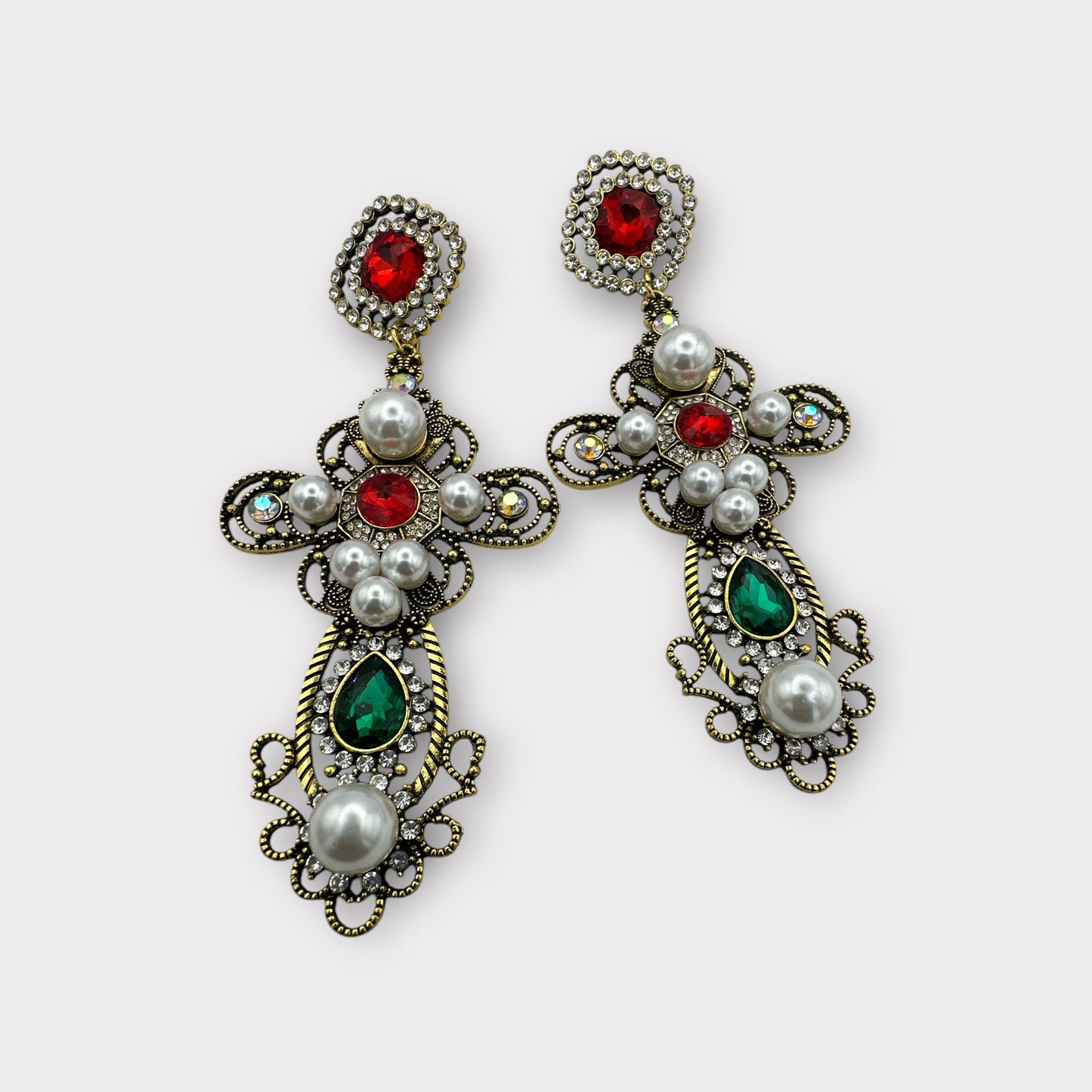 Gorgeous Large Cross Crystal Sparkling Rhinestone Diamante Statement Earrings - Fatisha Boutique