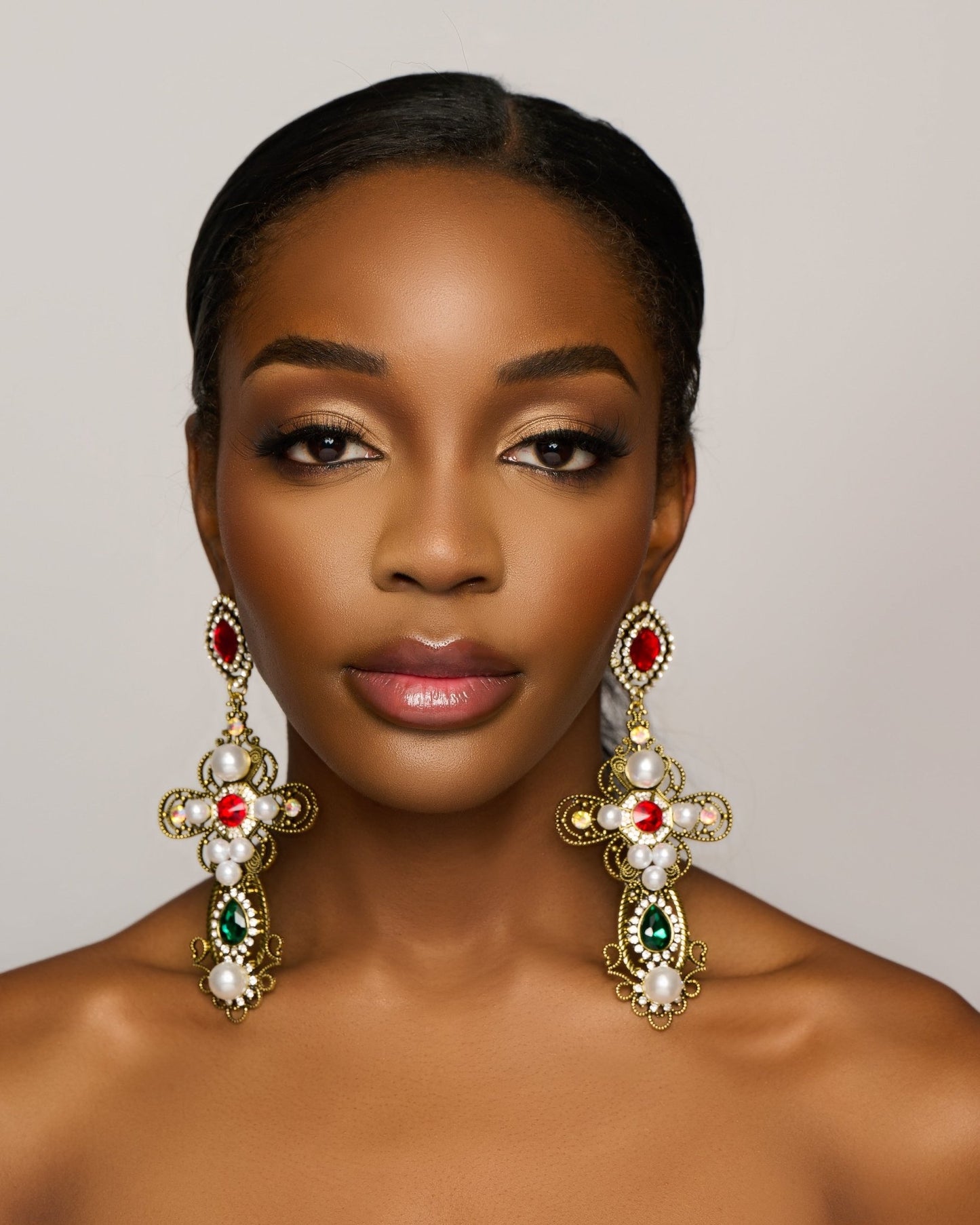 Gorgeous Large Cross Crystal Sparkling Rhinestone Diamante Statement Earrings - Fatisha Boutique