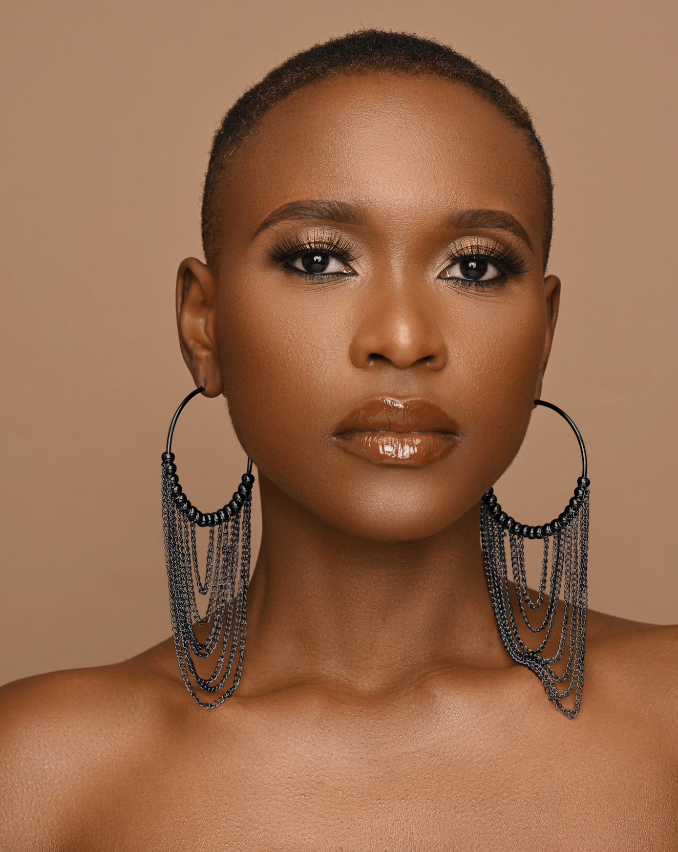 Gorgeous Long Chain Statement Beads Hoop Earrings - Fatisha Boutique