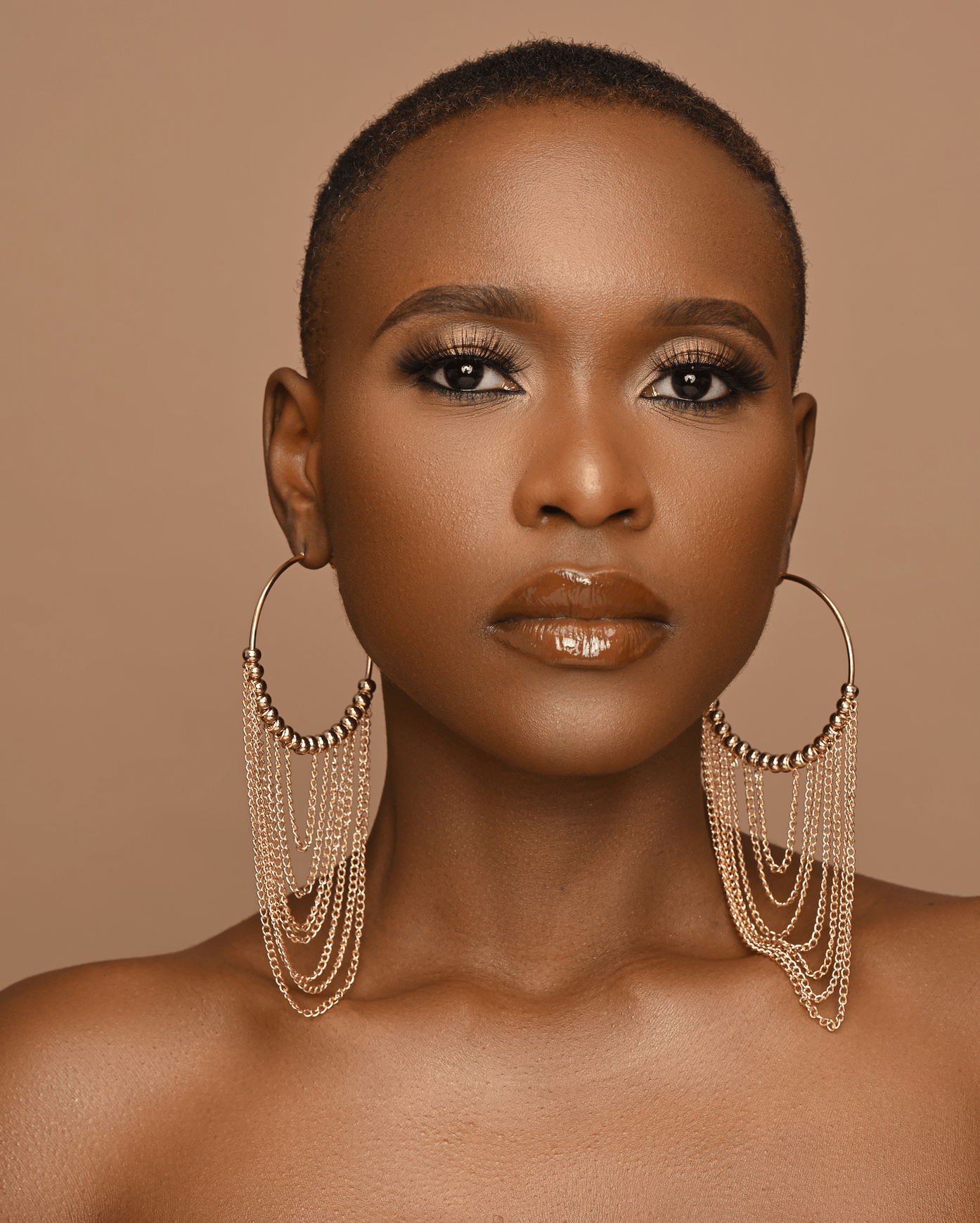 Gorgeous Long Chain Statement Beads Hoop Earrings - Fatisha Boutique