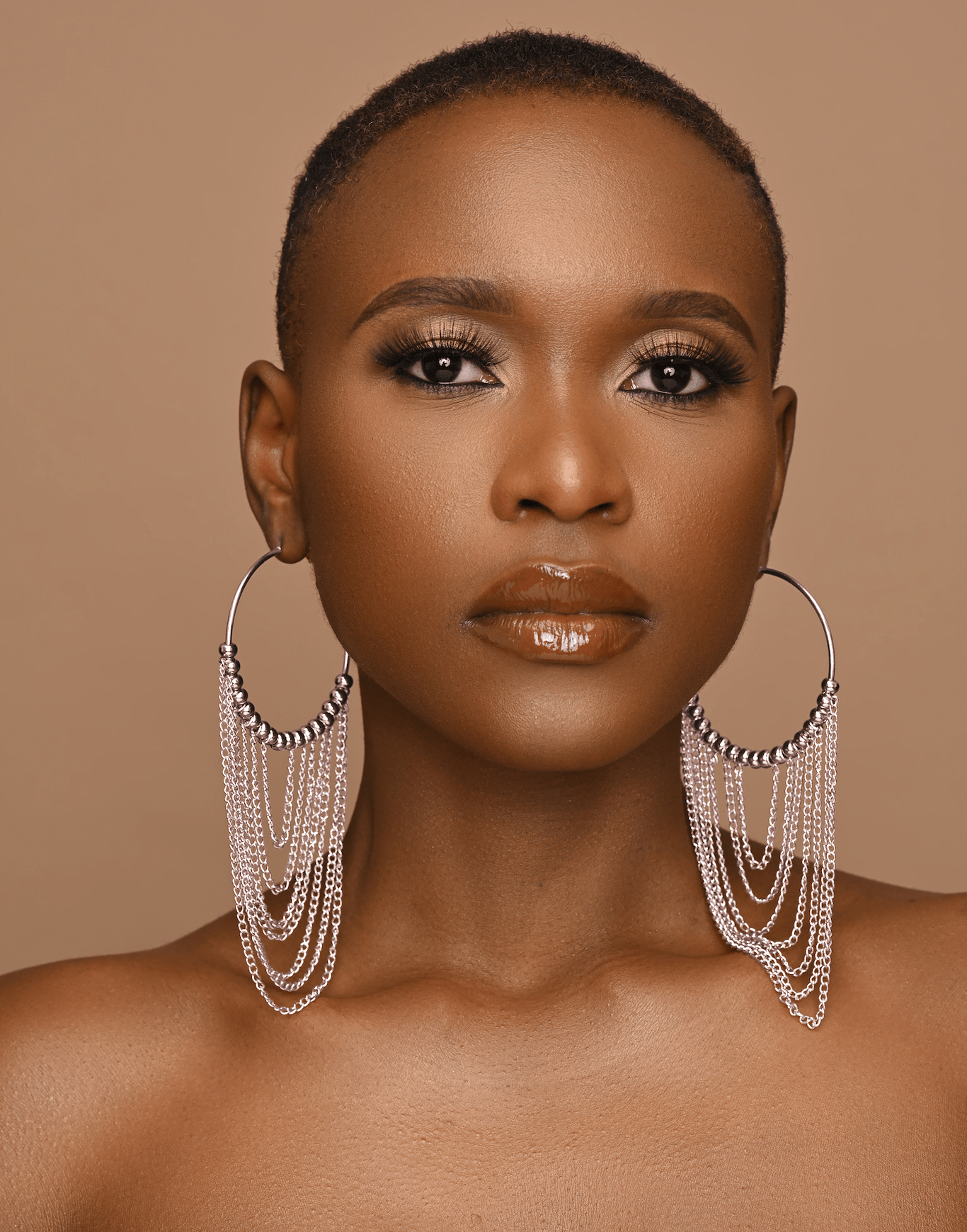 Gorgeous Long Chain Statement Beads Hoop Earrings - Fatisha Boutique