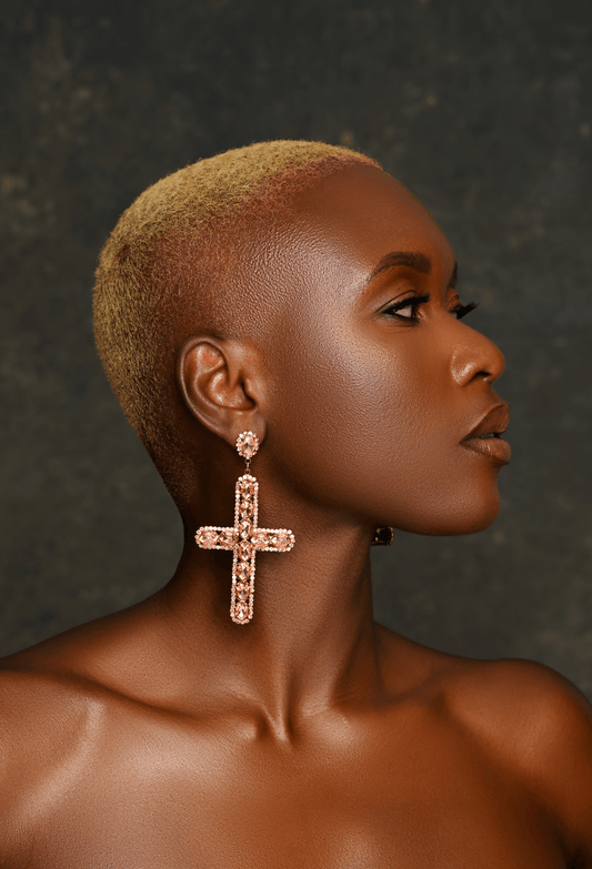 Gorgeous Rhinestone Diamante Cross Statement Earrings - Fatisha Boutique