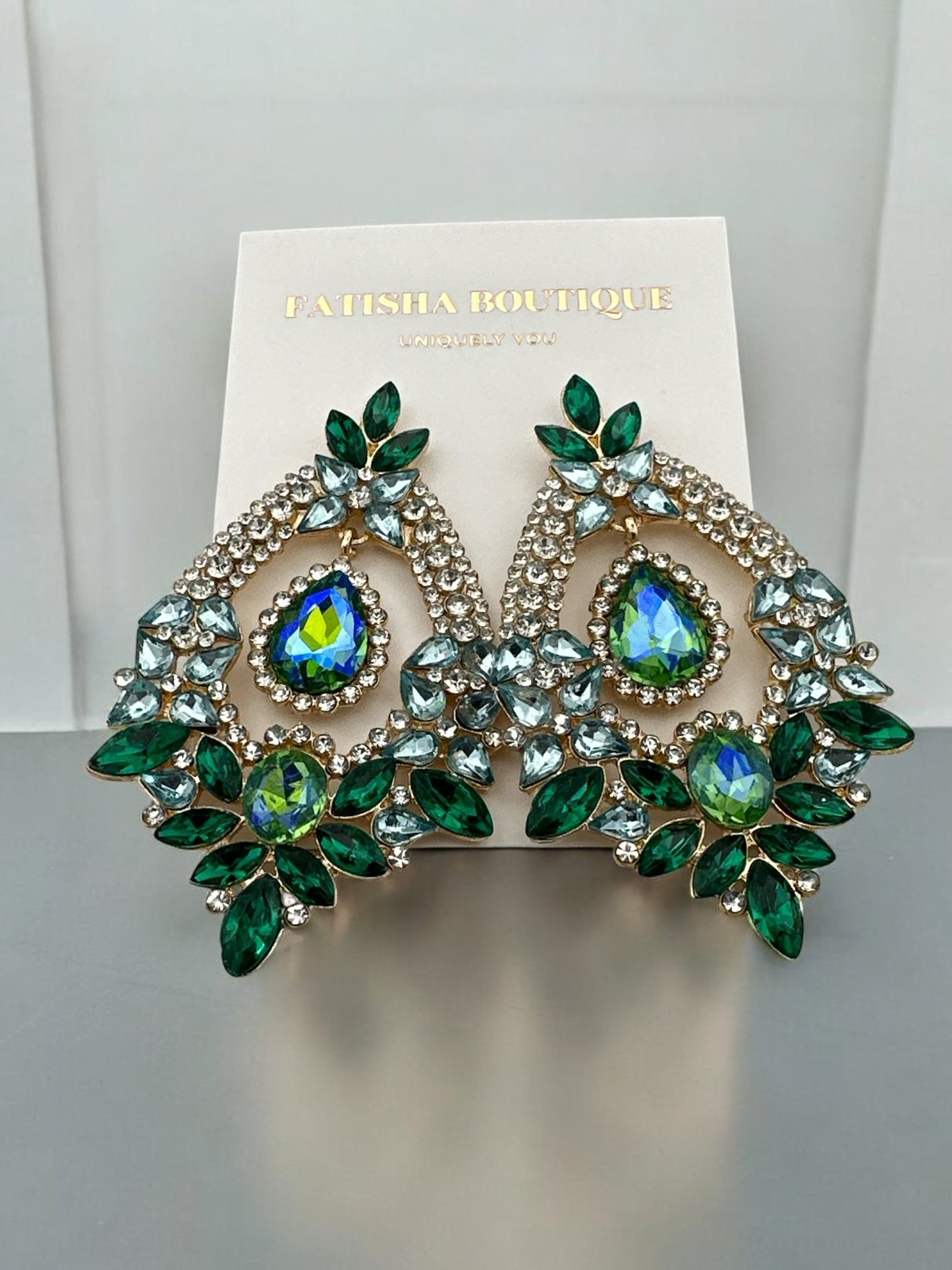 Gorgeous Rhinestones Crystal Teardrop Statement Earrings - Fatisha Boutique