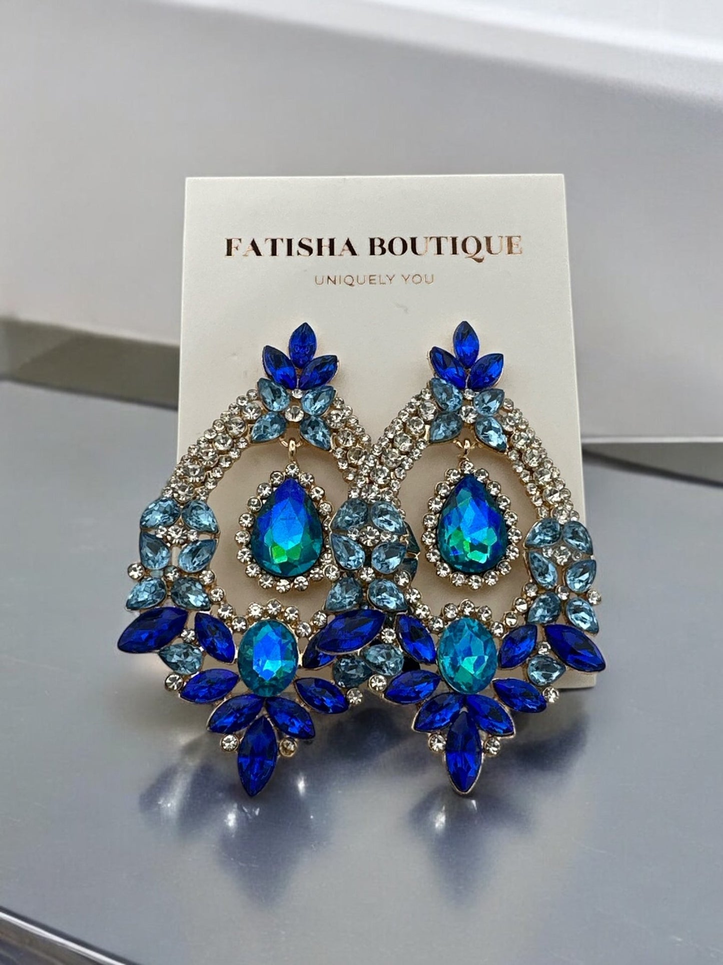 Gorgeous Rhinestones Crystal Teardrop Statement Earrings - Fatisha Boutique