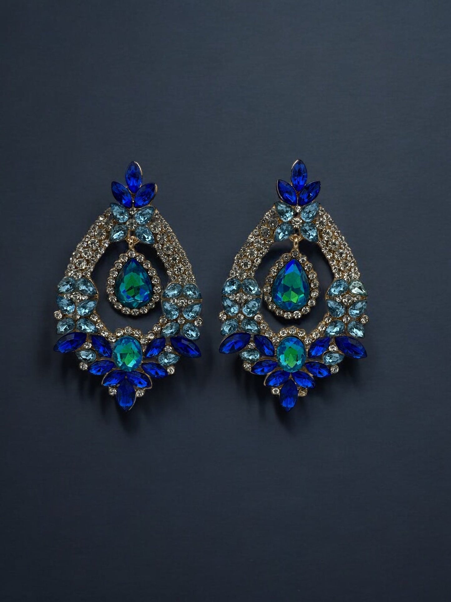Gorgeous Rhinestones Crystal Teardrop Statement Earrings - Fatisha Boutique