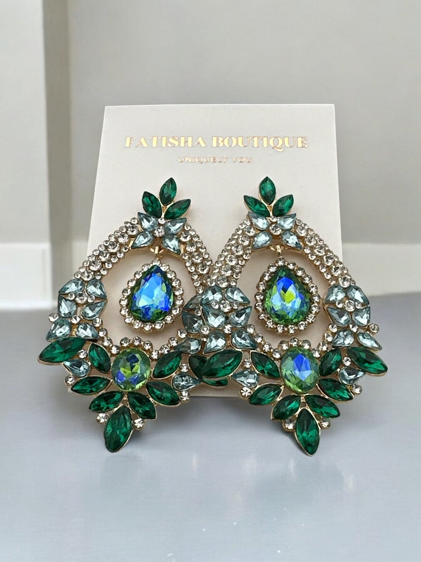 Gorgeous Rhinestones Crystal Teardrop Statement Earrings - Fatisha Boutique