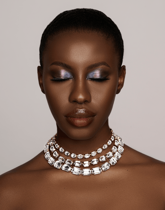 Gorgeous Sparkling Large Crystal Rhinestones Statement Choker Necklaces - Fatisha Boutique