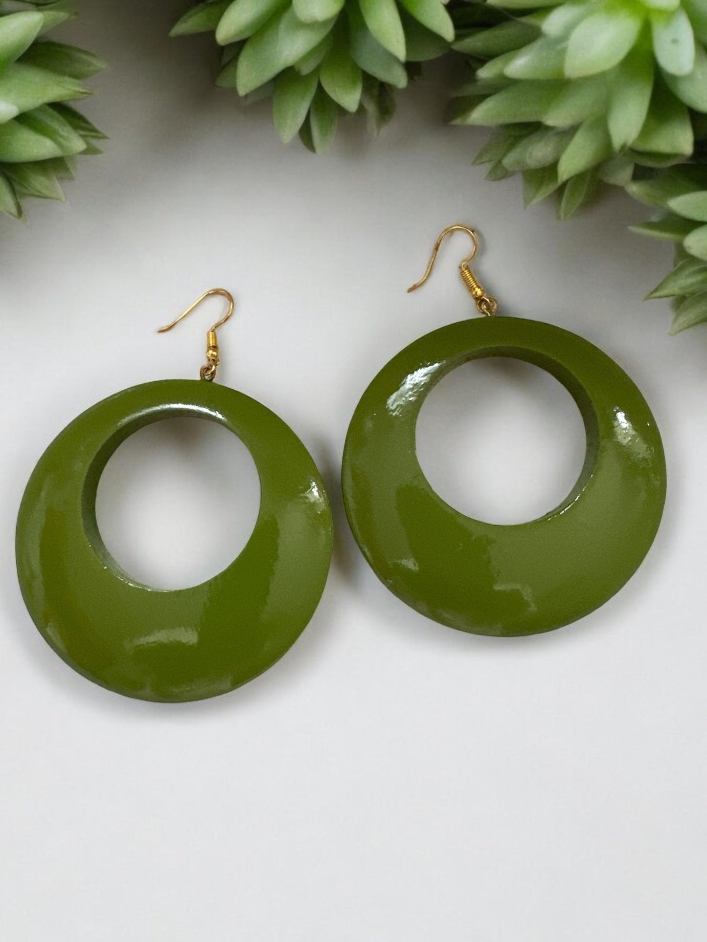 Green Wooden Dangle Ethnic Earrings - Fatisha Boutique