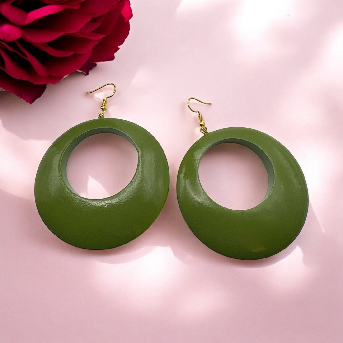 Green Wooden Dangle Ethnic Earrings - Fatisha Boutique