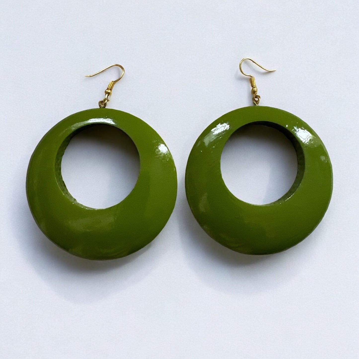 Green Wooden Dangle Ethnic Earrings - Fatisha Boutique