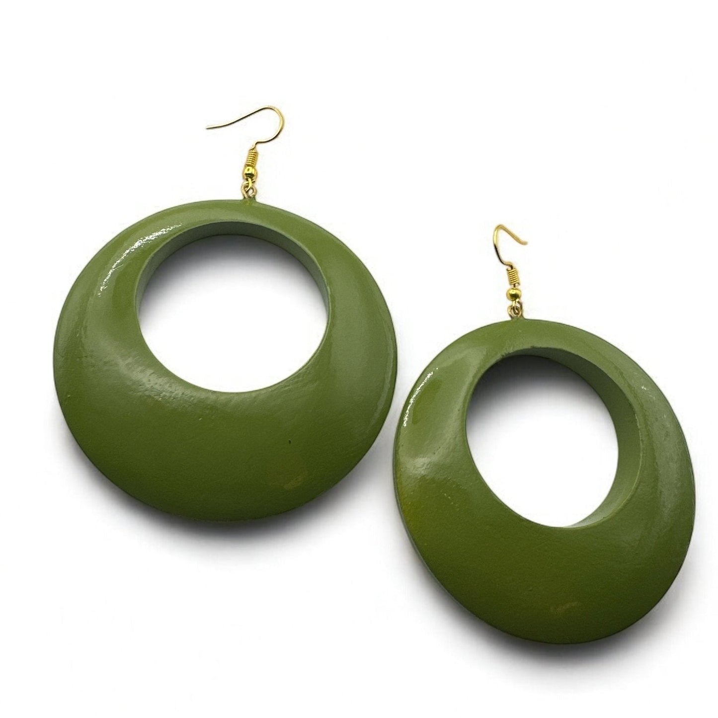 Green Wooden Dangle Ethnic Earrings - Fatisha Boutique