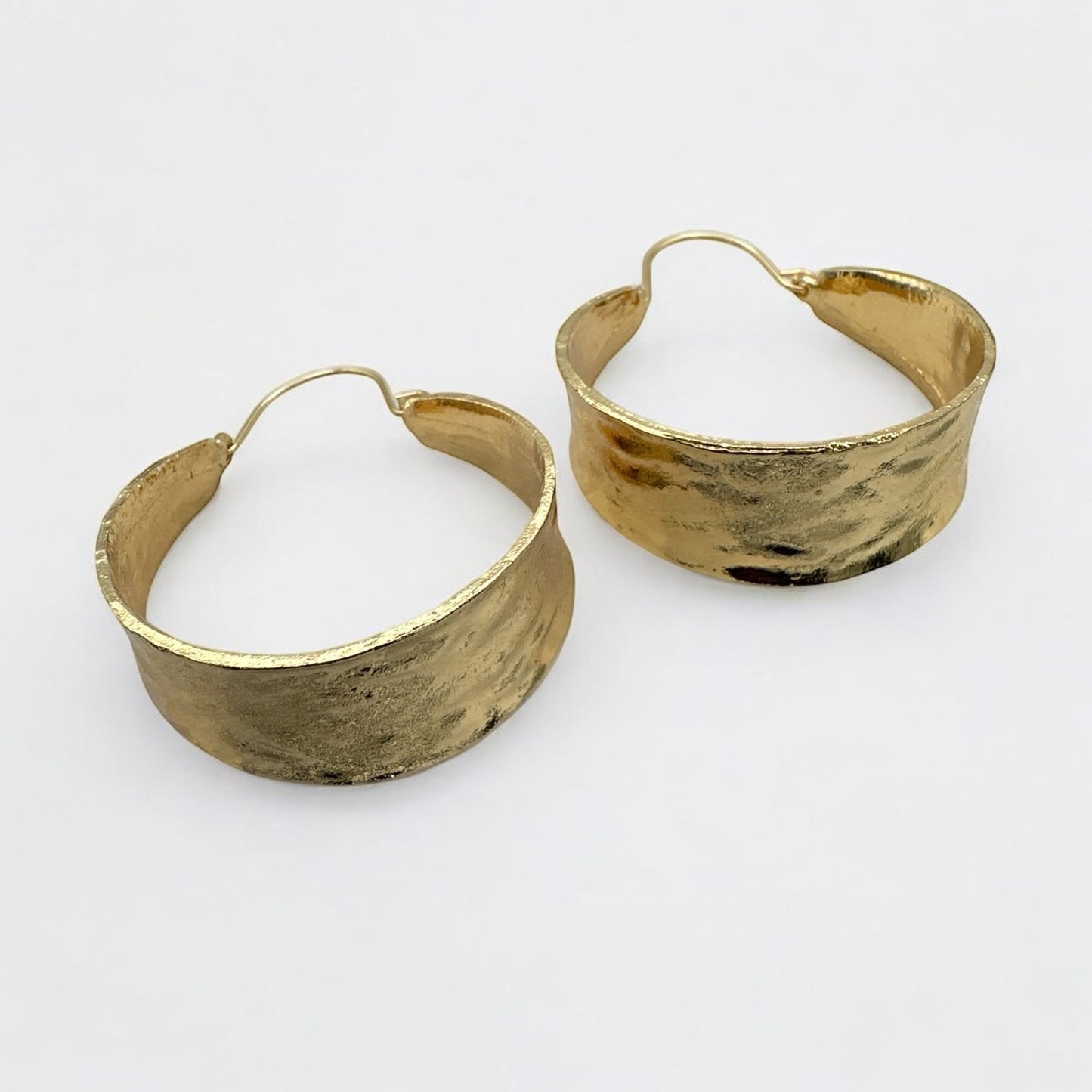 Hammered Brass Gold Statement Dangle Earrings – Bold & Chic - Fatisha Boutique