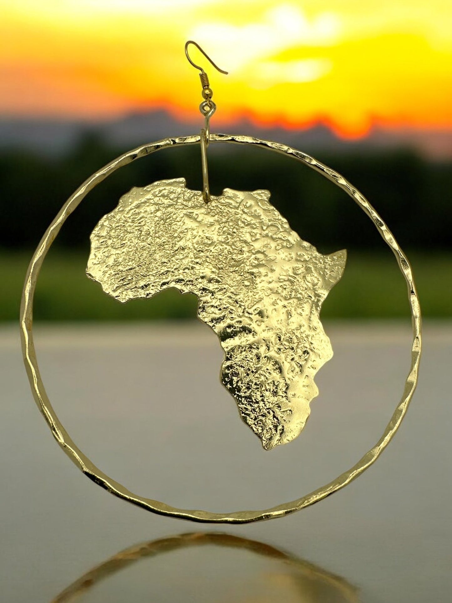 Hand Crafted Oversized African Map Bold Statement Brass Earrings - Fatisha Boutique