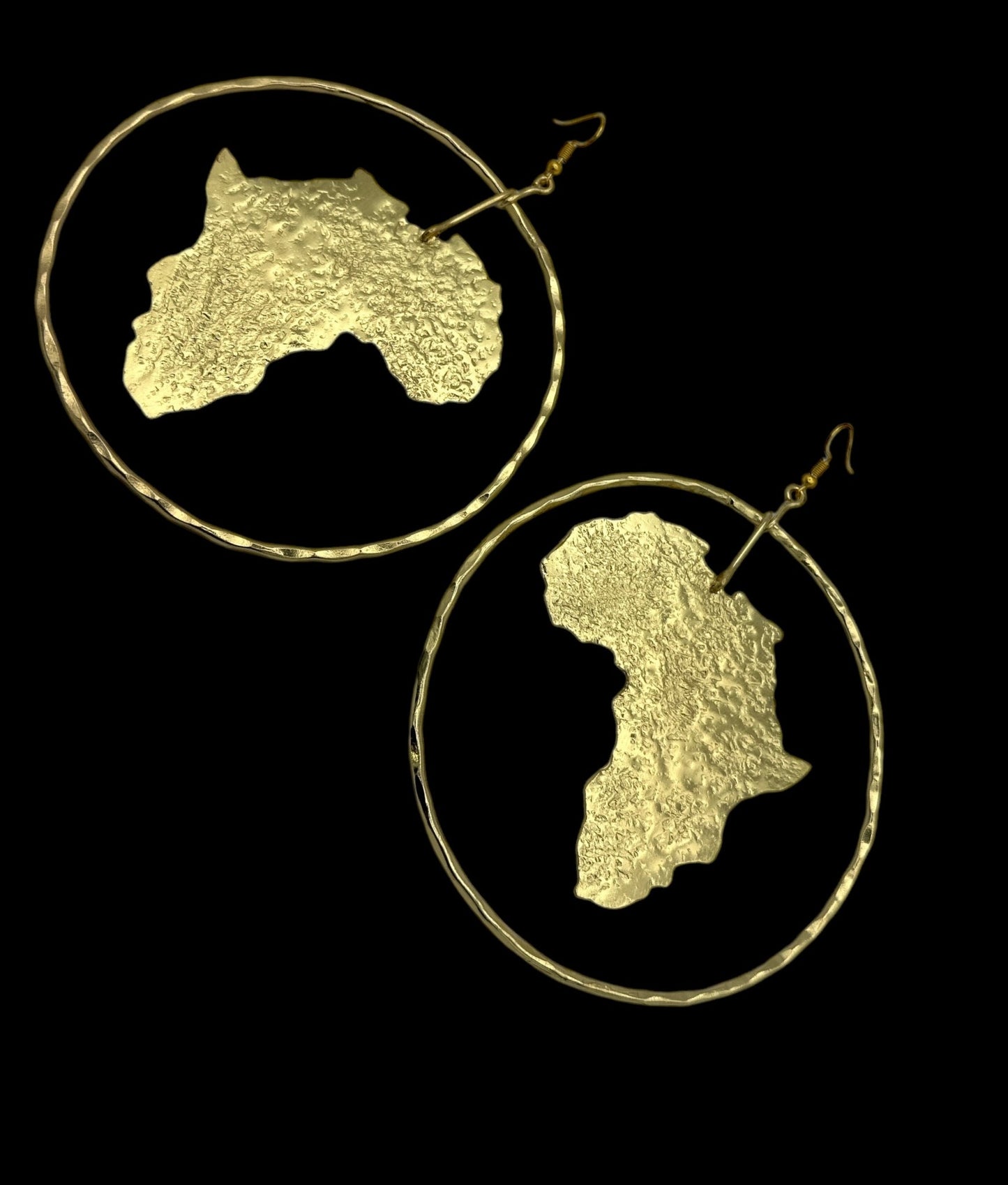 Hand Crafted Oversized African Map Bold Statement Brass Earrings - Fatisha Boutique