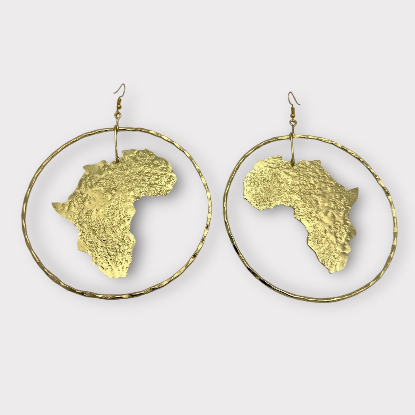 Hand Crafted Oversized African Map Bold Statement Brass Earrings - Fatisha Boutique