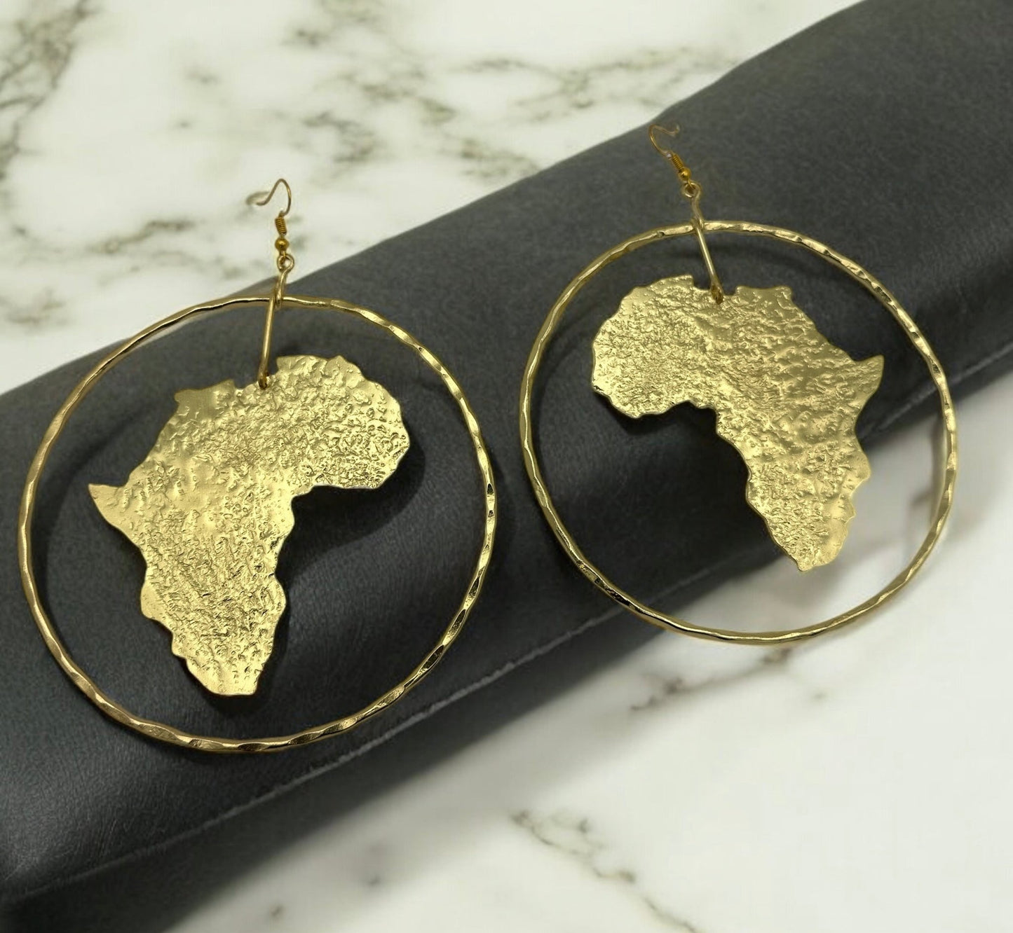 Hand Crafted Oversized African Map Bold Statement Brass Earrings - Fatisha Boutique