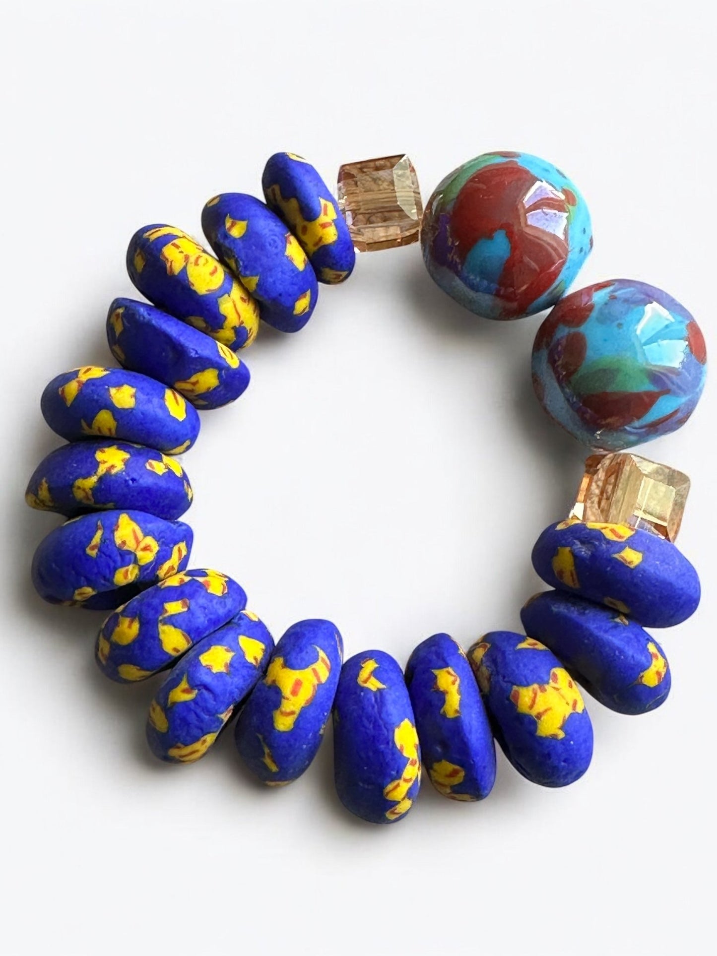 Handcrafted African Blue Korobo Bead Bracelet - Fatisha Boutique