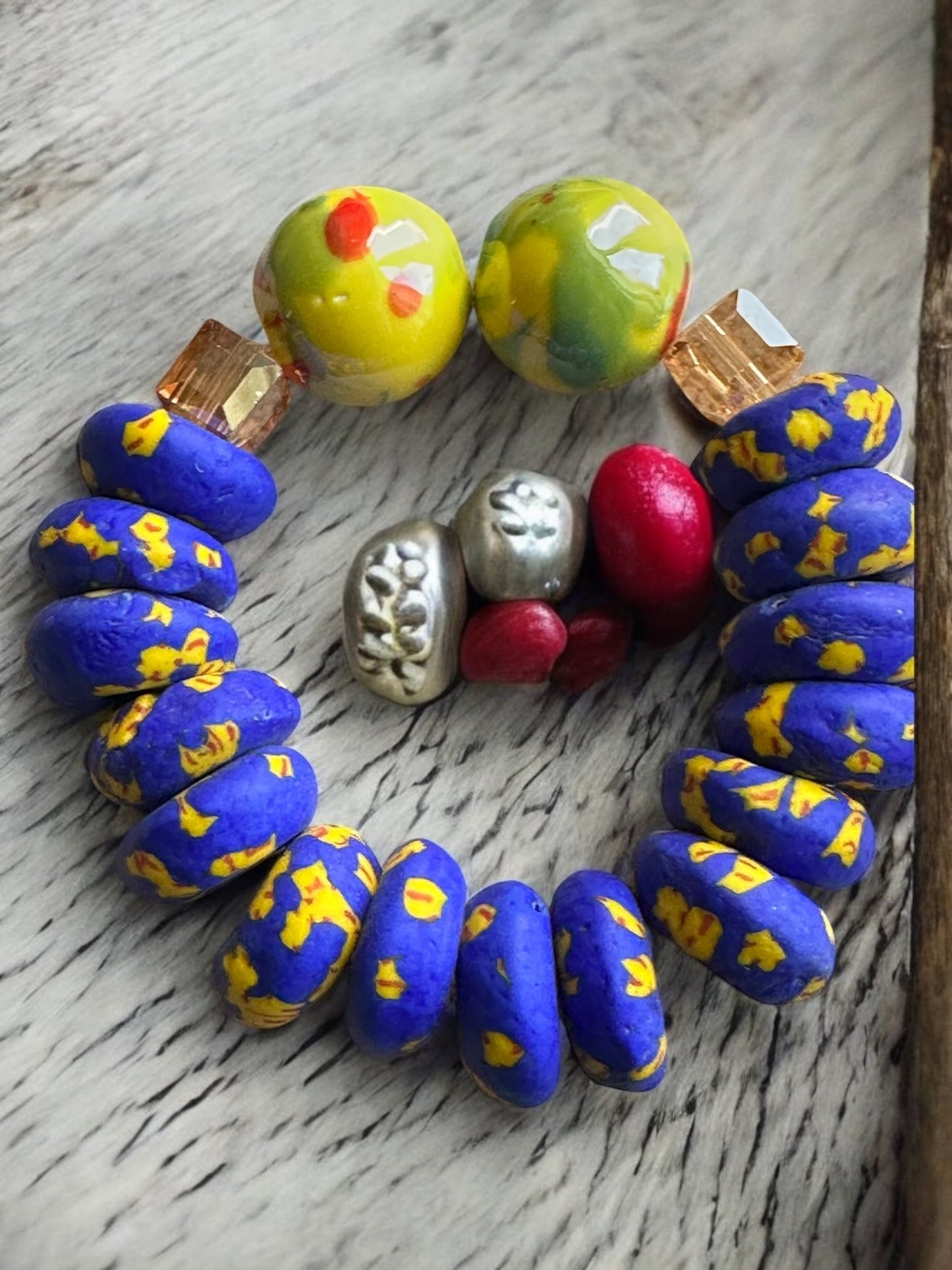 Handcrafted African Blue Korobo Bead Bracelet - Fatisha Boutique
