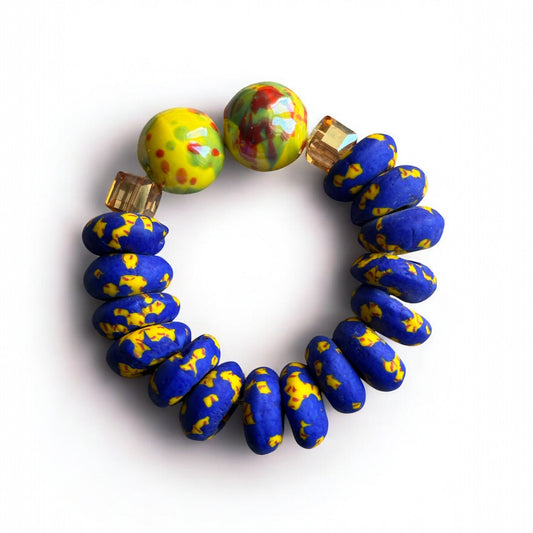 Handcrafted African Blue Korobo Bead Bracelet - Fatisha Boutique