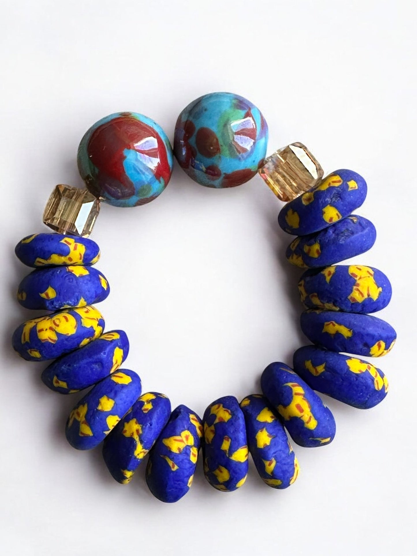 Handcrafted African Blue Korobo Bead Bracelet - Fatisha Boutique