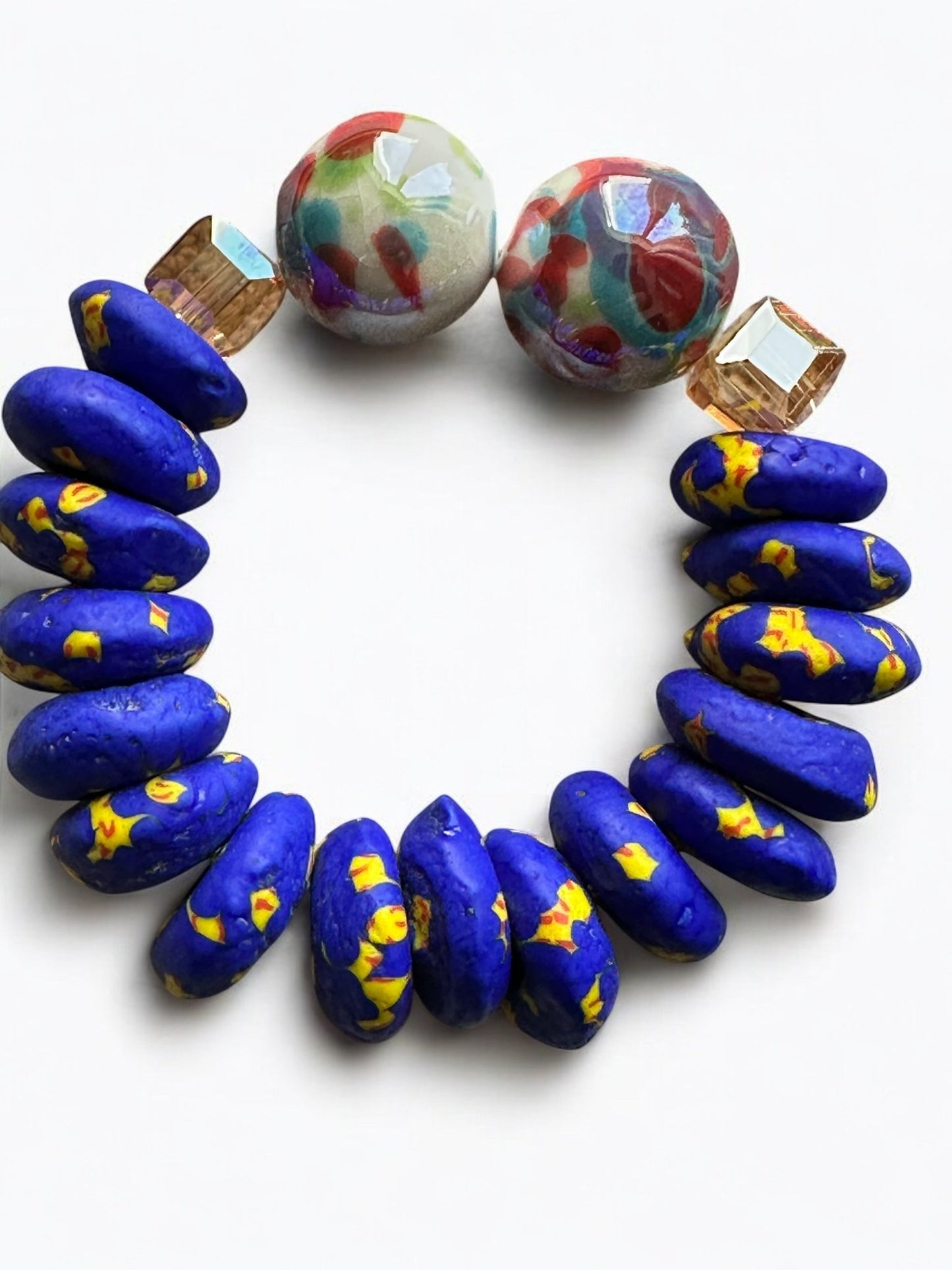 Handcrafted African Blue Korobo Bead Bracelet - Fatisha Boutique