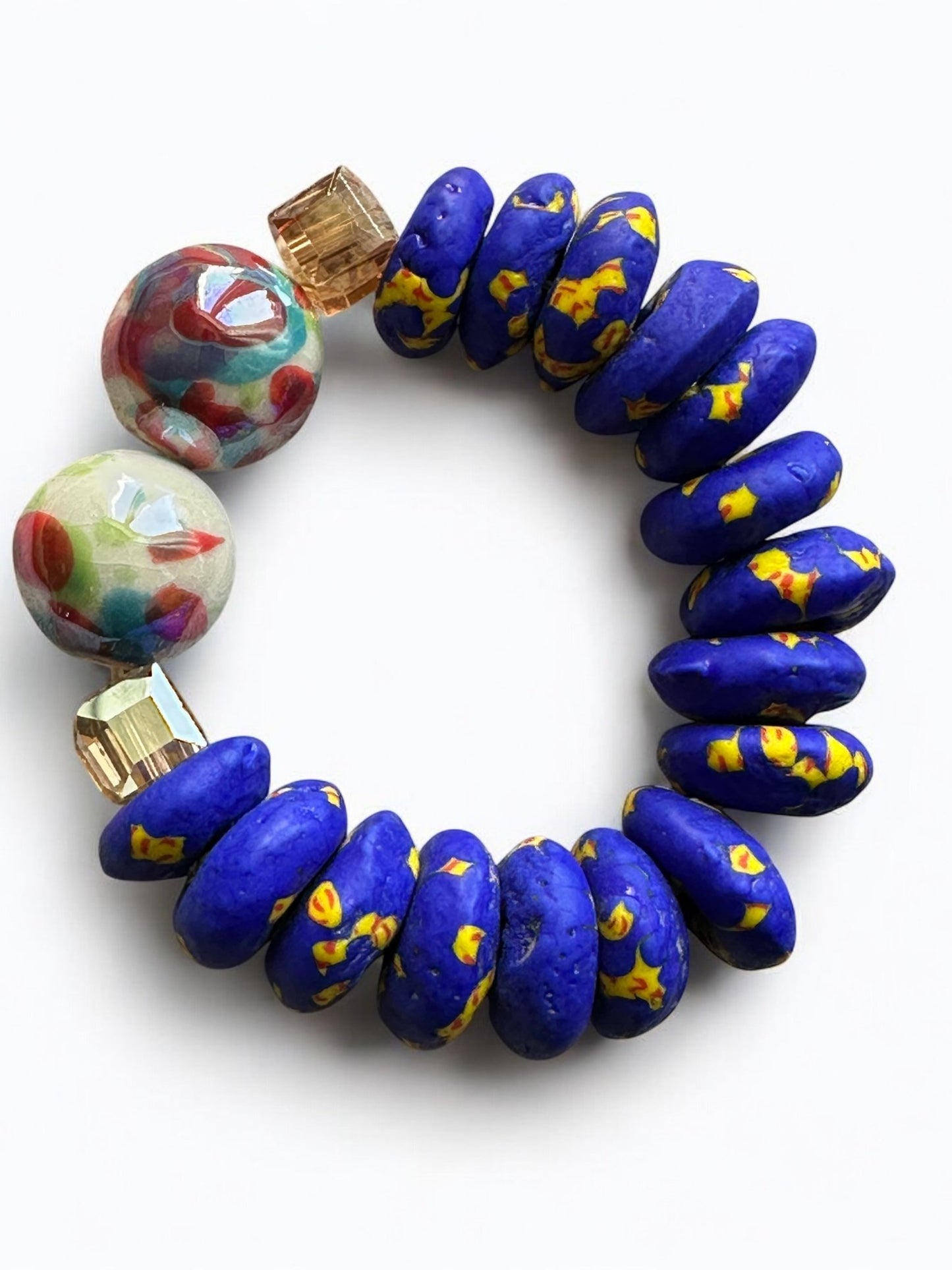 Handcrafted African Blue Korobo Bead Bracelet - Fatisha Boutique