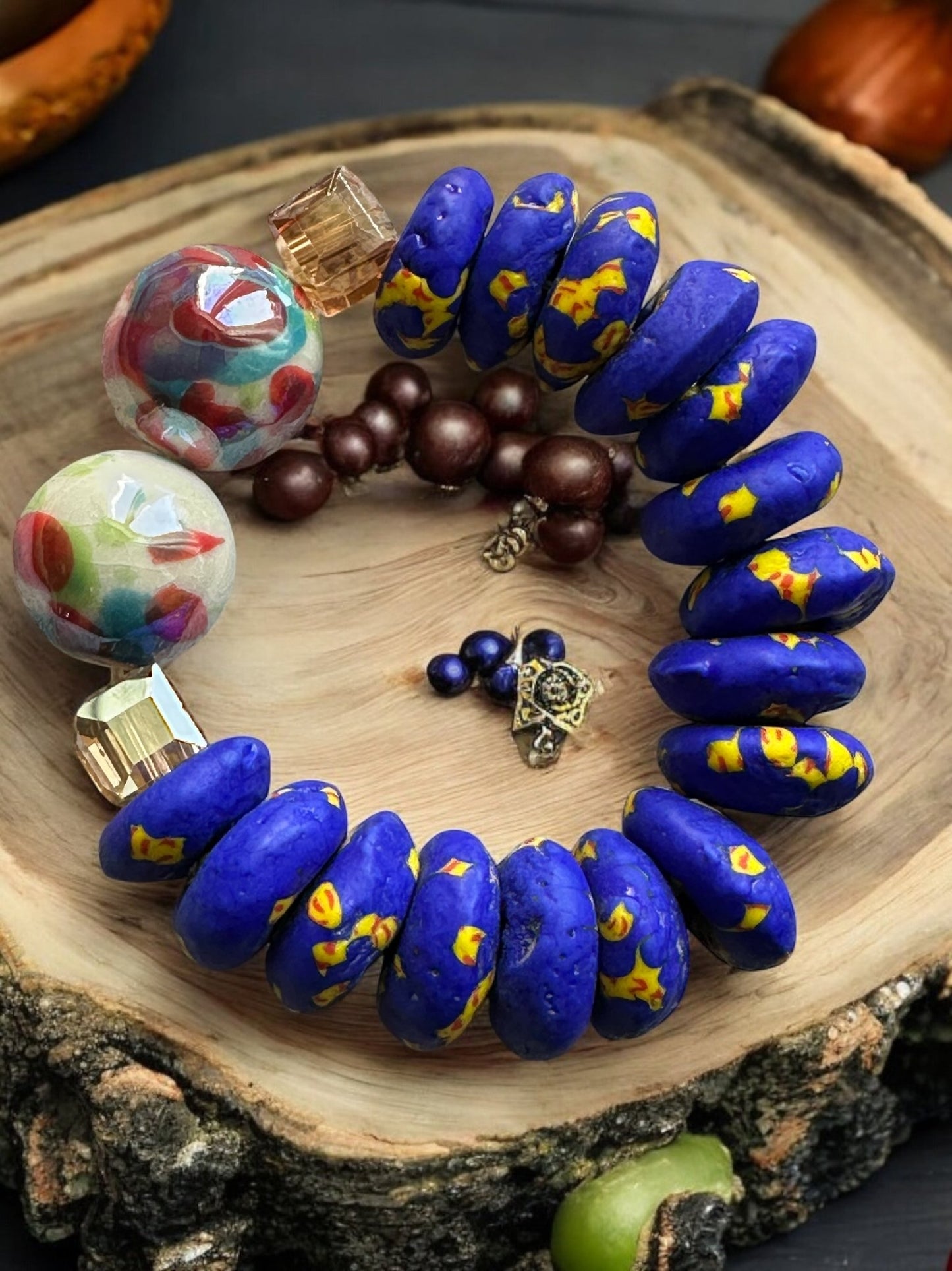 Handcrafted African Blue Korobo Bead Bracelet - Fatisha Boutique