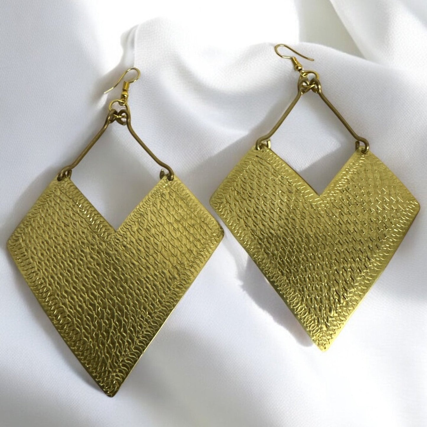 Handcrafted African Engraved Brass Statement Earrings – Bold Tribal Dangle Jewellery - Fatisha Boutique