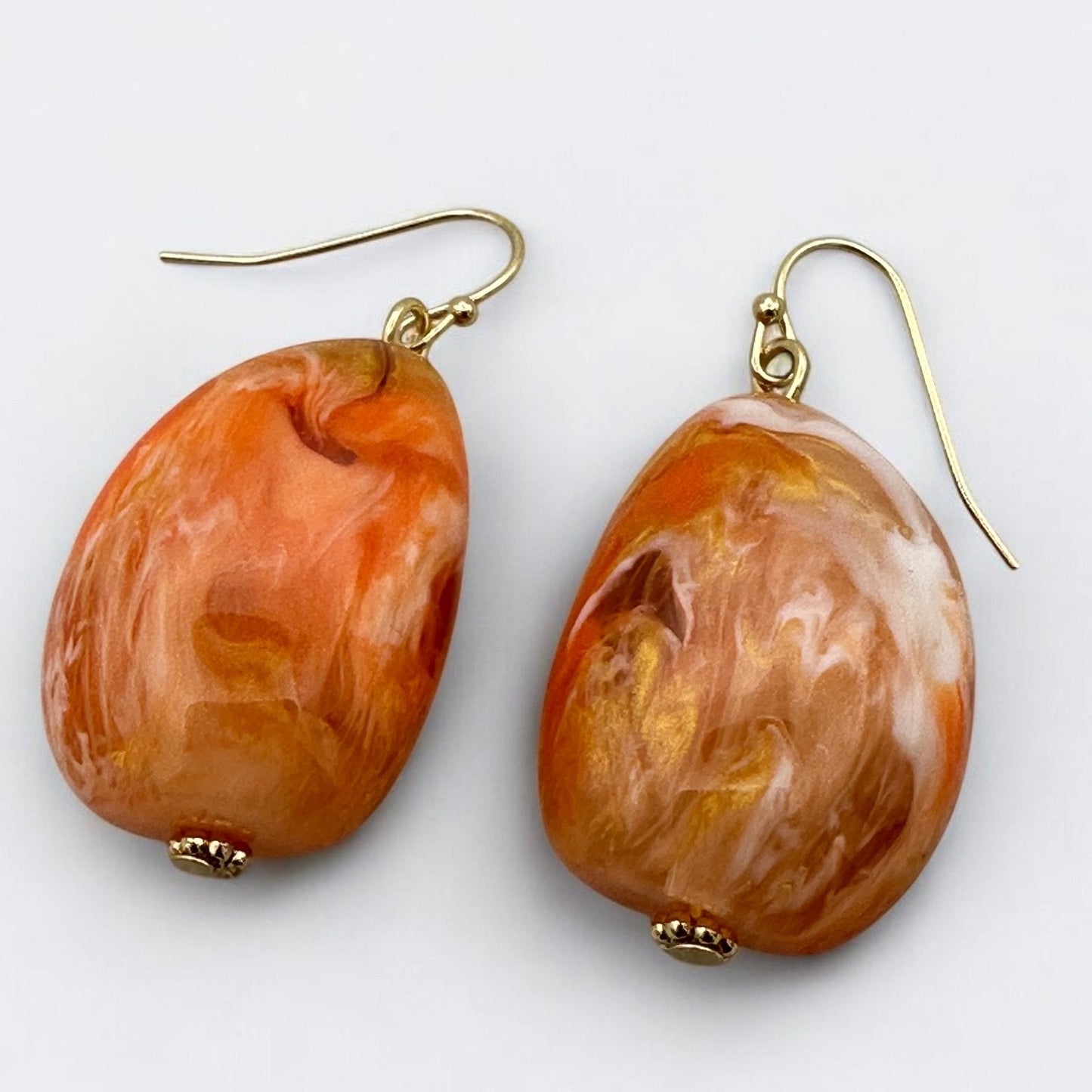 Handcrafted Boho Resin Bead Jewelry Set – Bold Orange Necklace and Earrings - Fatisha Boutique