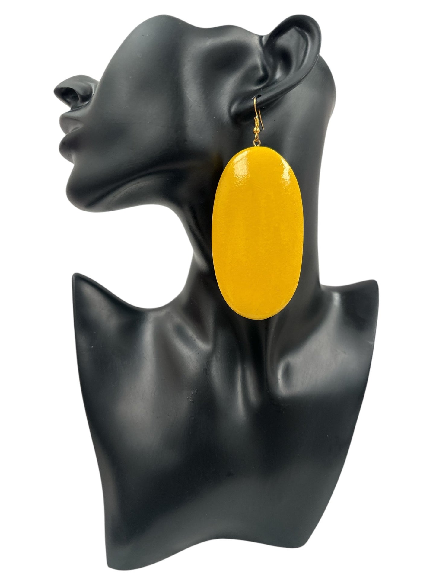 Handcrafted Bold Yellow Wooden Statement Dangle Earrings - Fatisha Boutique