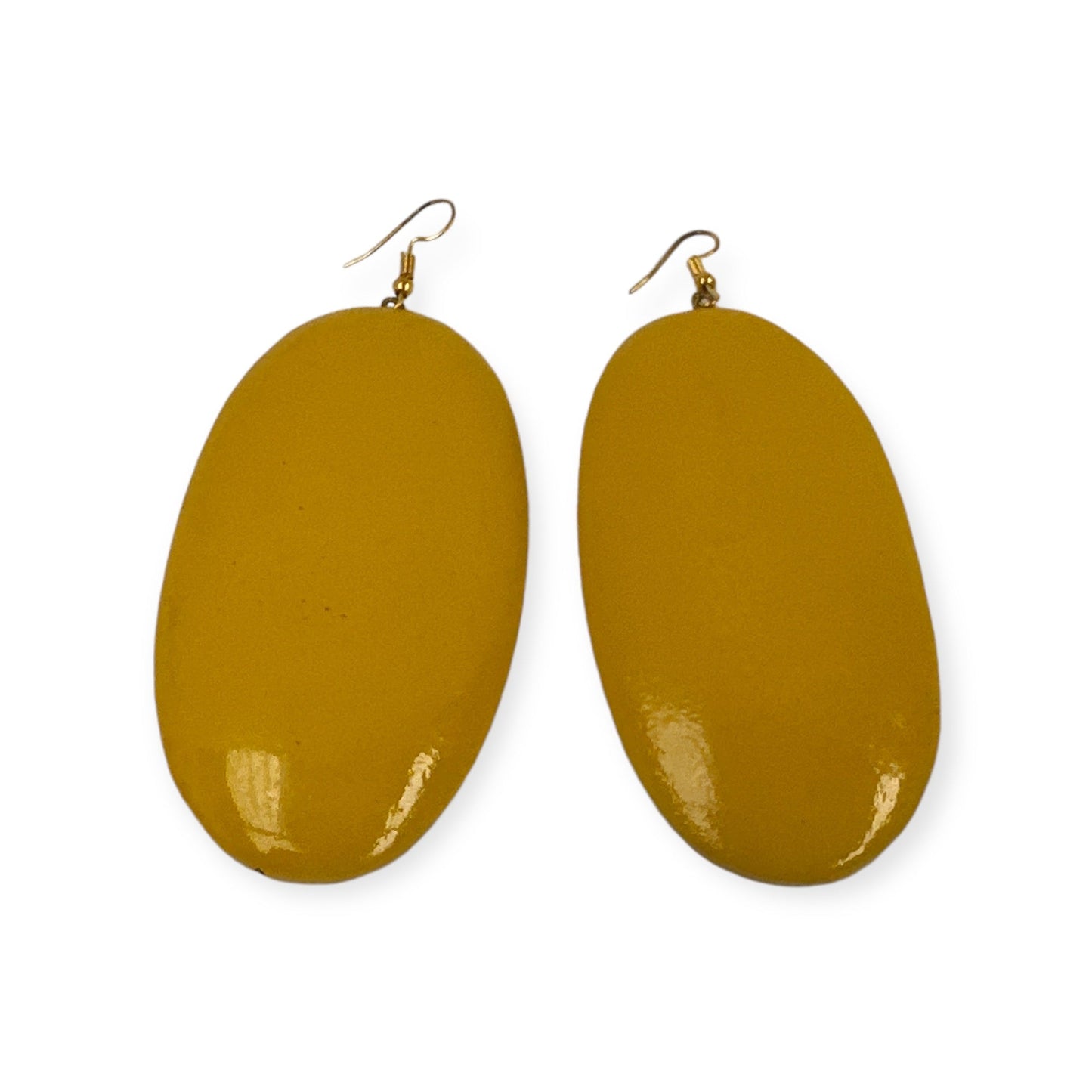 Handcrafted Bold Yellow Wooden Statement Dangle Earrings - Fatisha Boutique