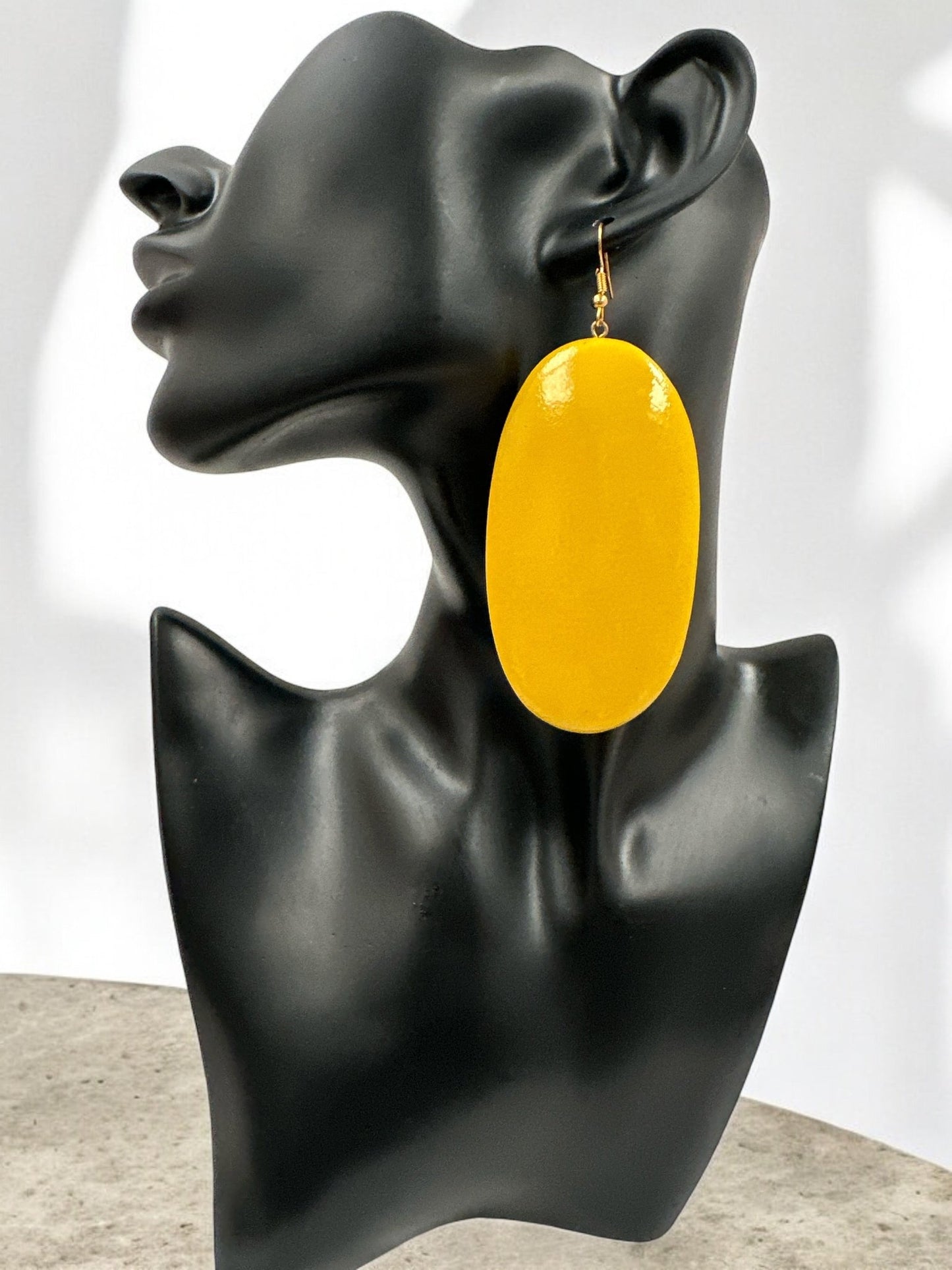 Handcrafted Bold Yellow Wooden Statement Dangle Earrings - Fatisha Boutique