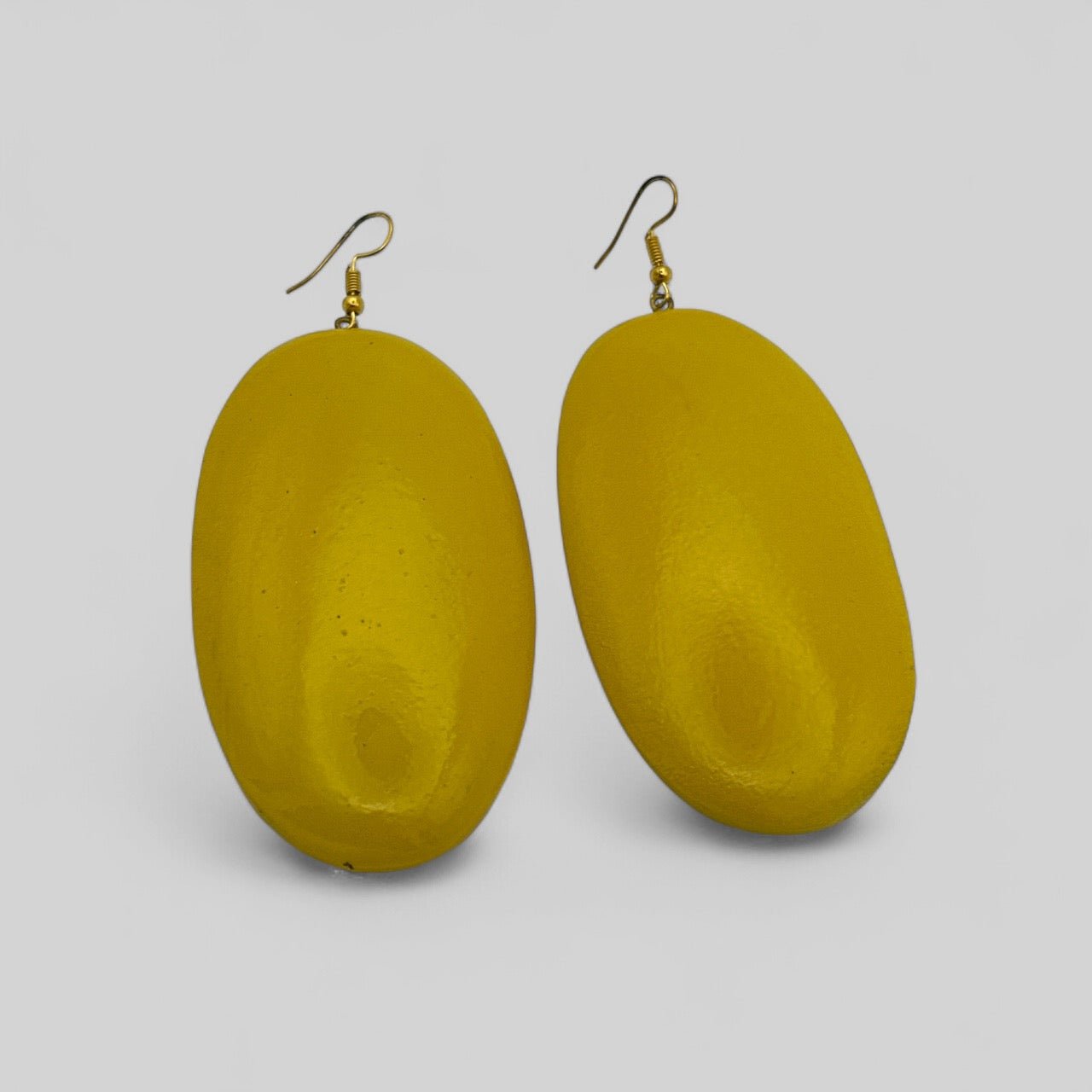Handcrafted Bold Yellow Wooden Statement Dangle Earrings - Fatisha Boutique