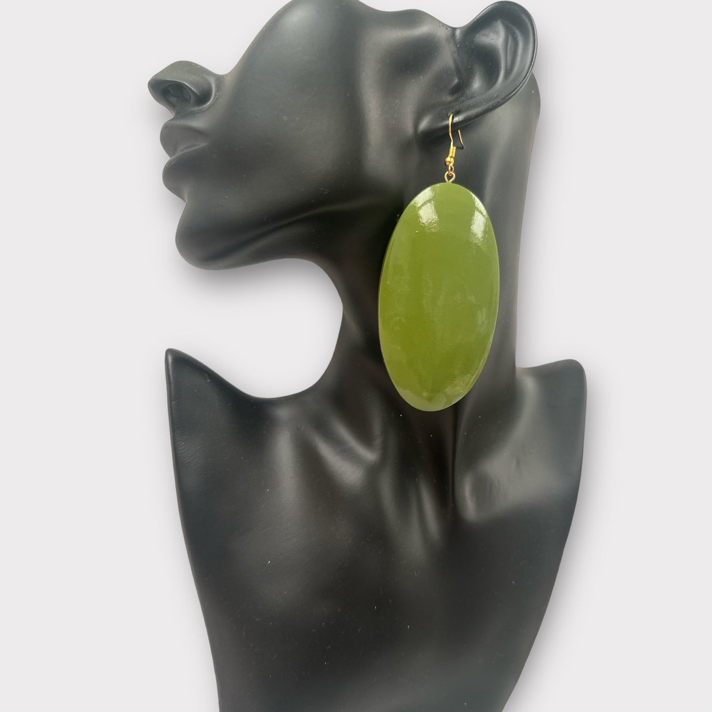 Handcrafted Green Wooden Oval Wooden Boho Chic Dangle Ethnic Earrings - Fatisha Boutique