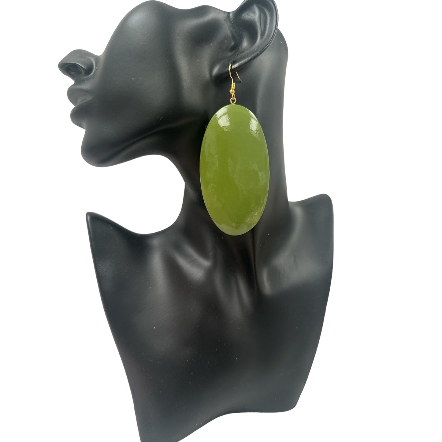 Handcrafted Green Wooden Oval Wooden Boho Chic Dangle Ethnic Earrings - Fatisha Boutique