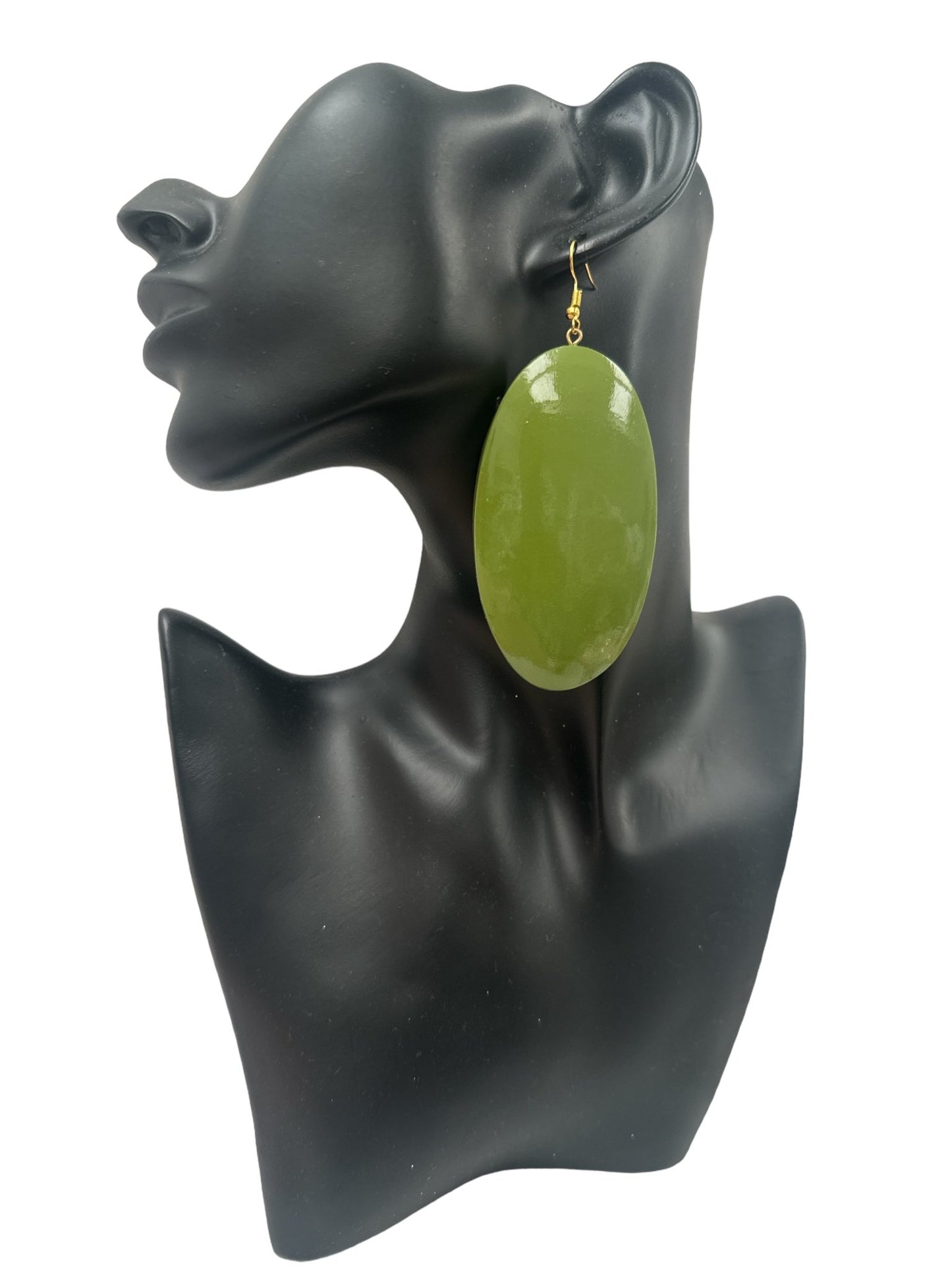 Handcrafted Green Wooden Oval Wooden Boho Chic Dangle Ethnic Earrings - Fatisha Boutique