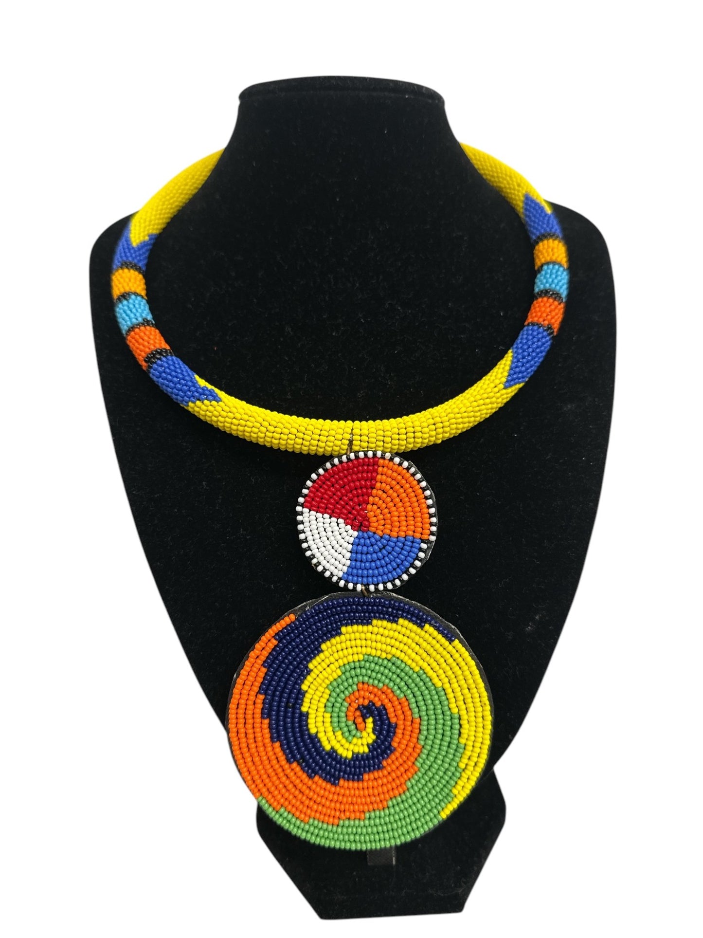 Handmade African Beaded Pendant Necklace – Vibrant Maasai - Inspired Jewellery - Fatisha Boutique