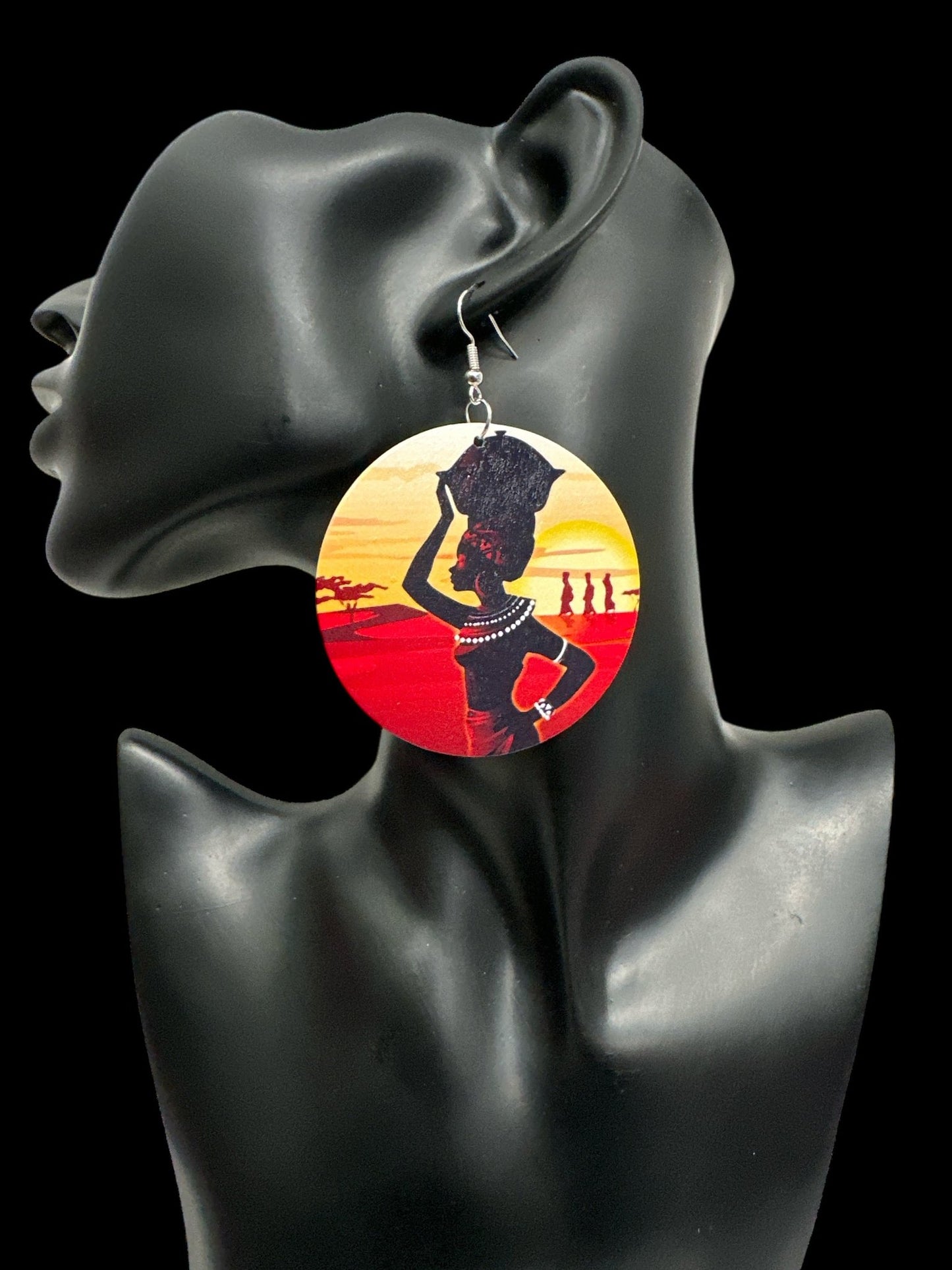 Handmade African - Inspired Wooden Earrings – Lightweight Cultural Statement Jewellery - Fatisha Boutique Fatisha Boutique