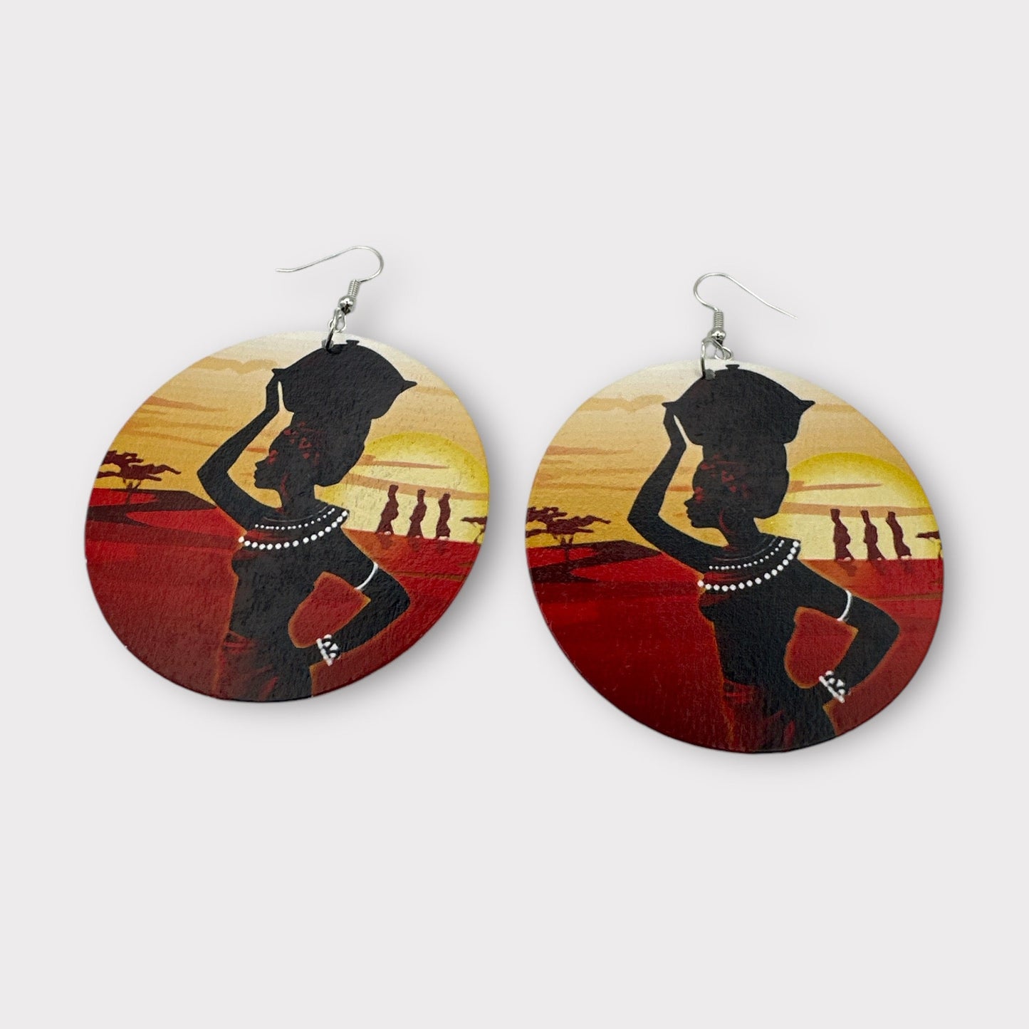 Handmade African - Inspired Wooden Earrings – Lightweight Cultural Statement Jewellery - Fatisha Boutique