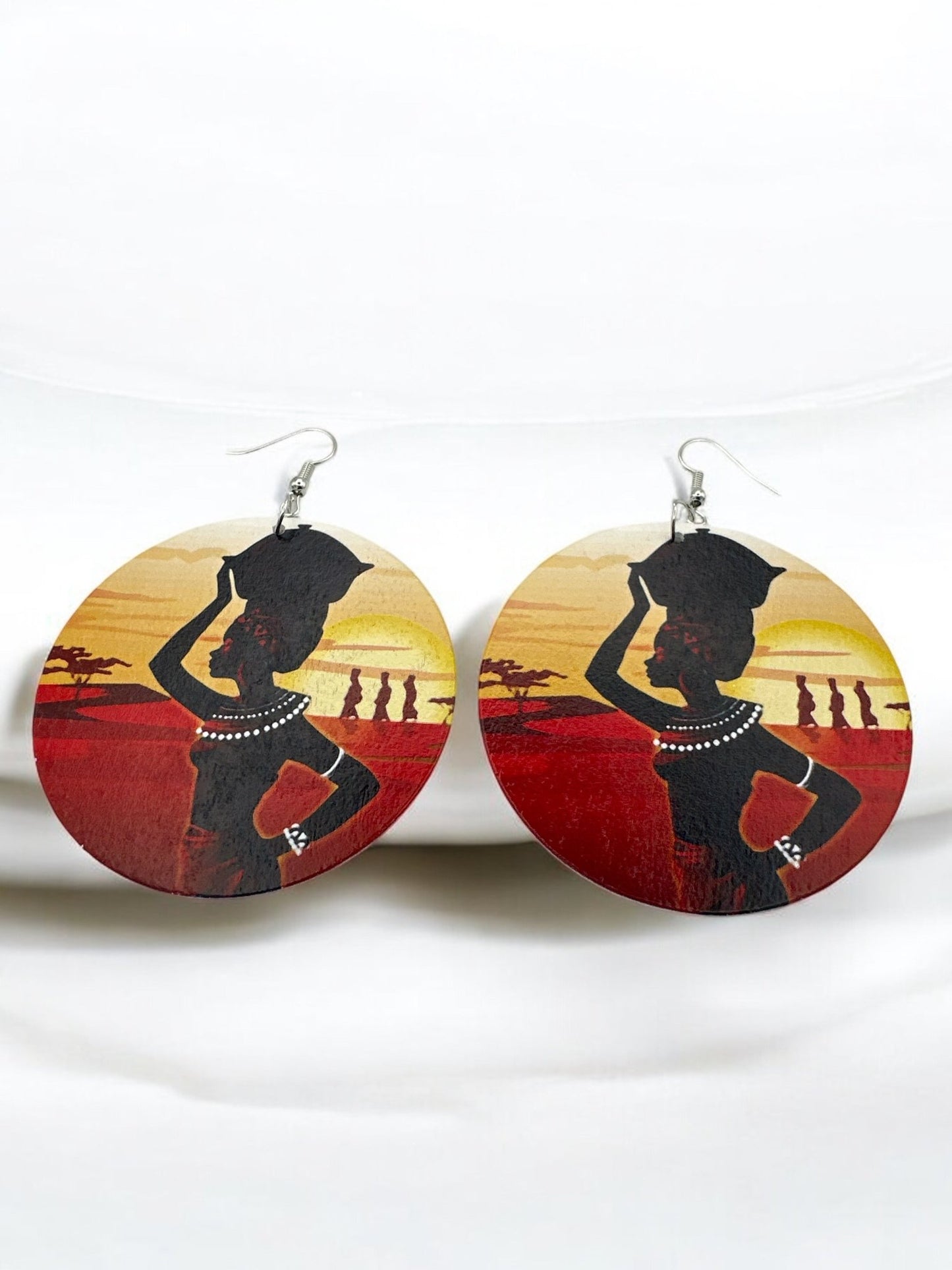 Handmade African - Inspired Wooden Earrings – Lightweight Cultural Statement Jewellery - Fatisha Boutique