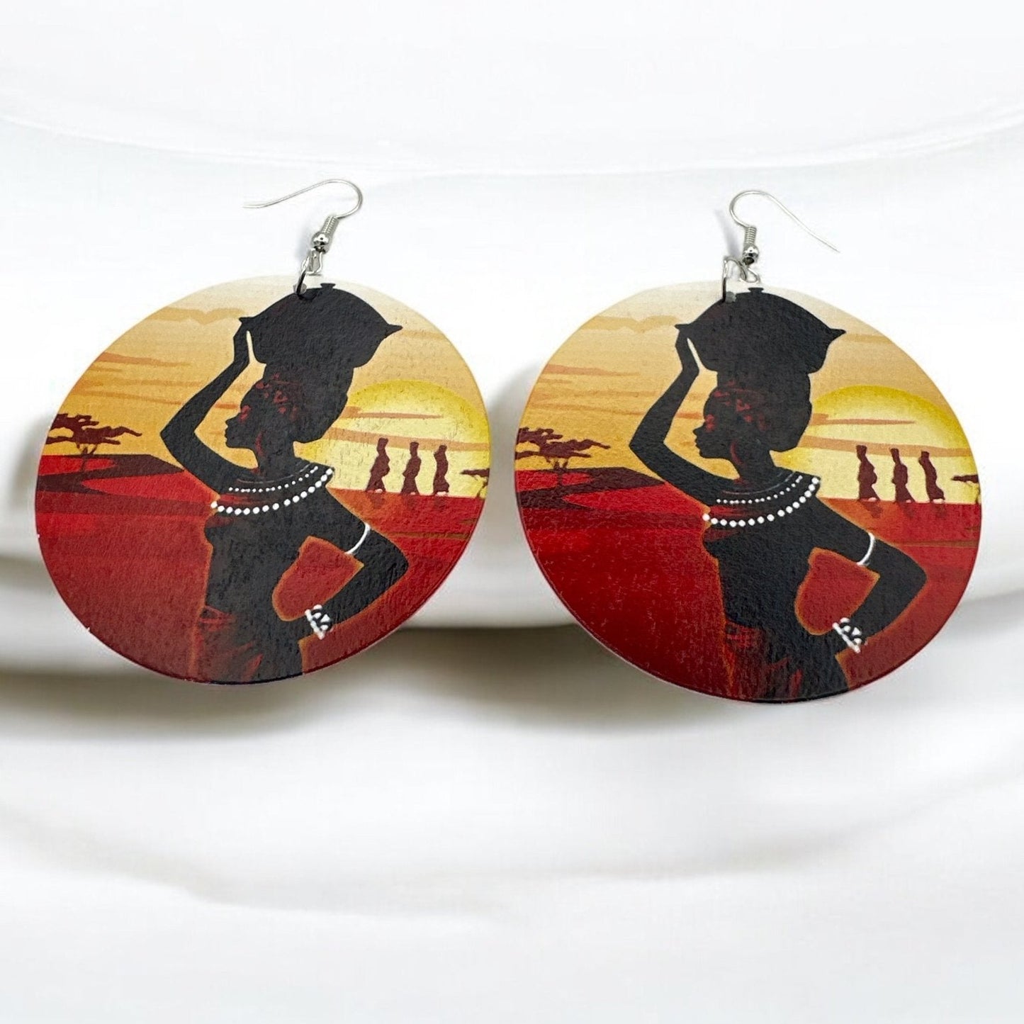 Handmade African - Inspired Wooden Earrings – Lightweight Cultural Statement Jewellery - Fatisha Boutique Fatisha Boutique