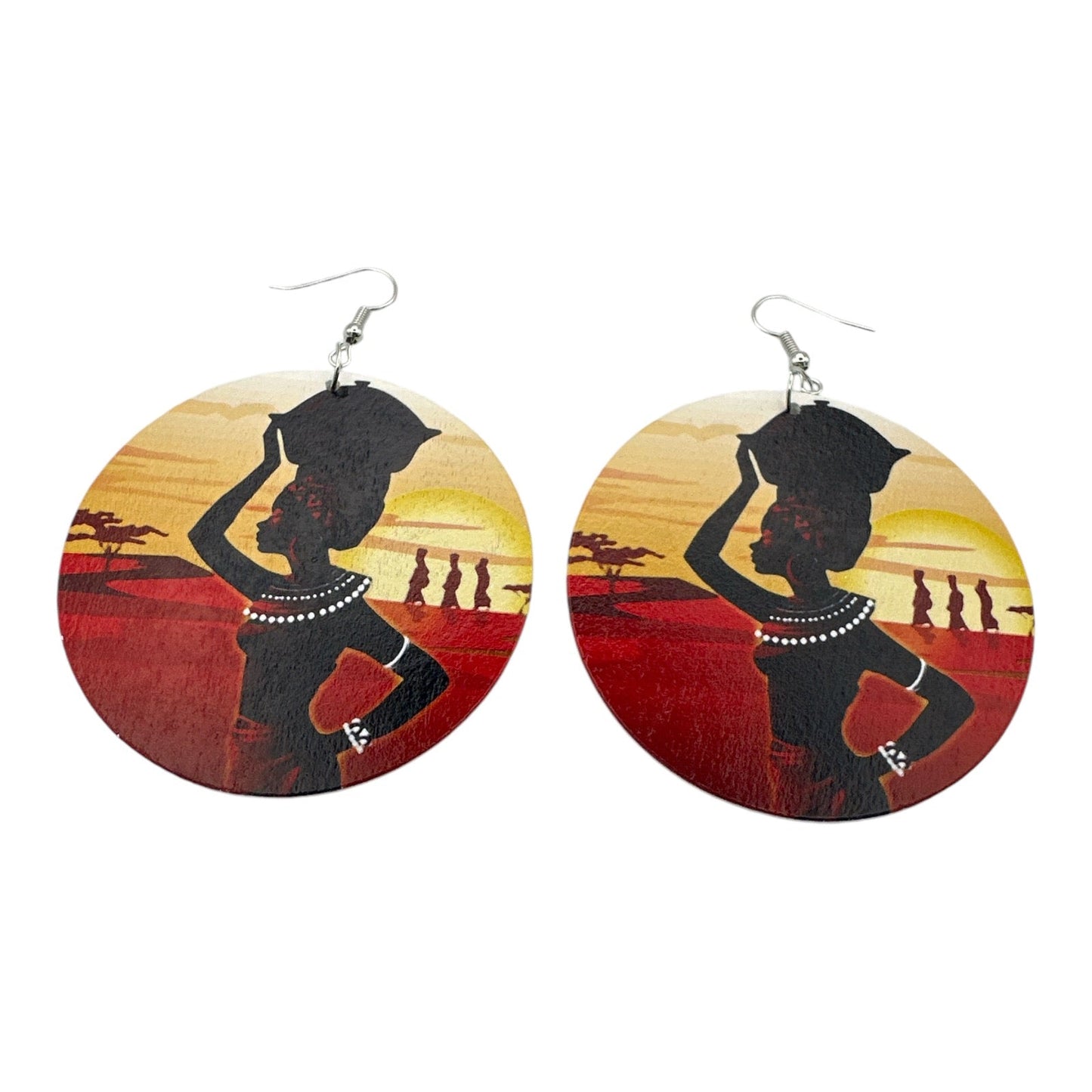 Handmade African - Inspired Wooden Earrings – Lightweight Cultural Statement Jewellery - Fatisha Boutique