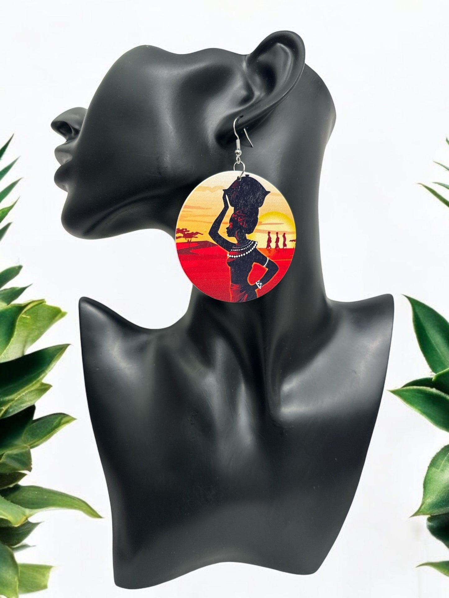Handmade African - Inspired Wooden Earrings – Lightweight Cultural Statement Jewellery - Fatisha Boutique