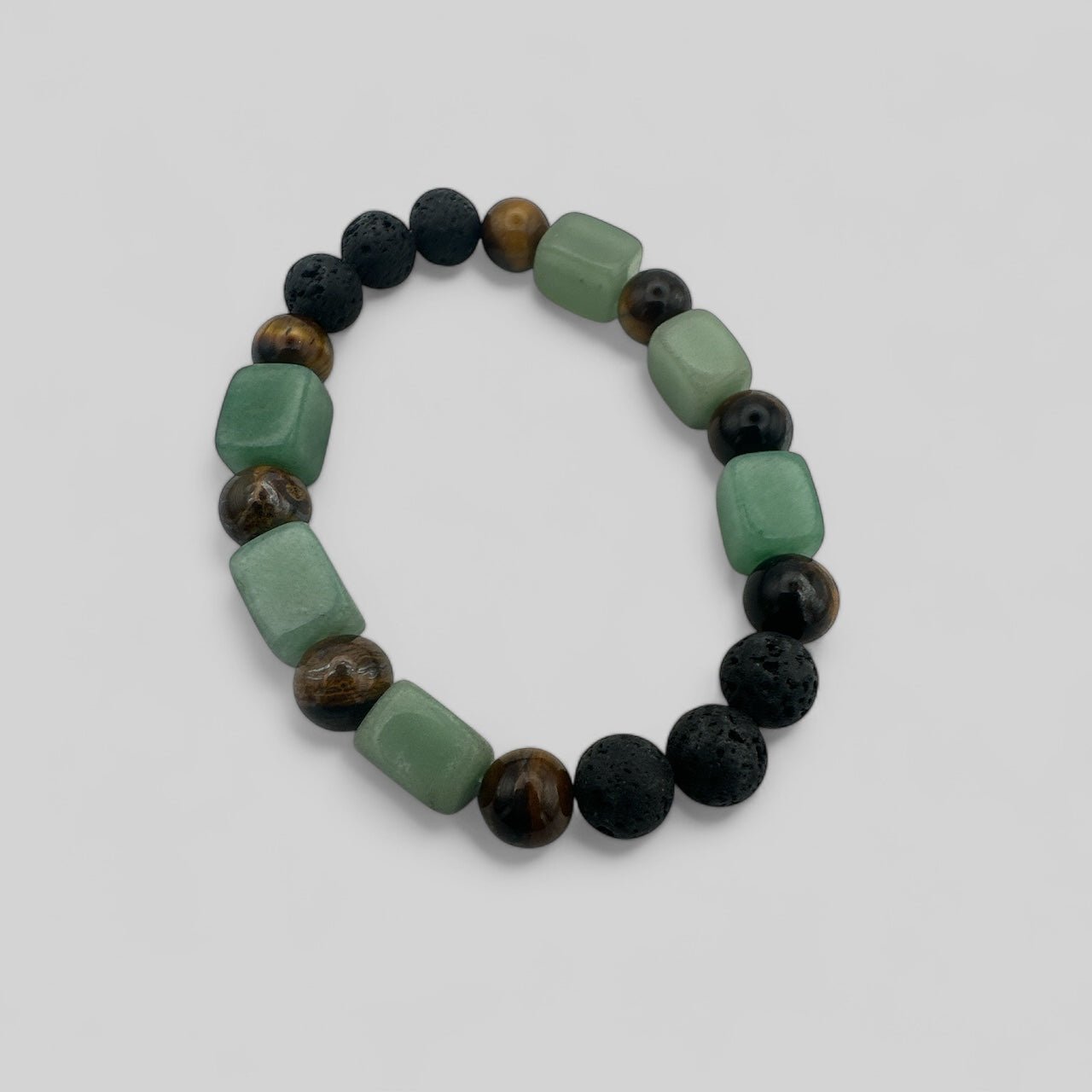 Handmade Beaded Bracelet Set – Lava, Tiger Eye, Amethyst & Aventurine - Fatisha Boutique