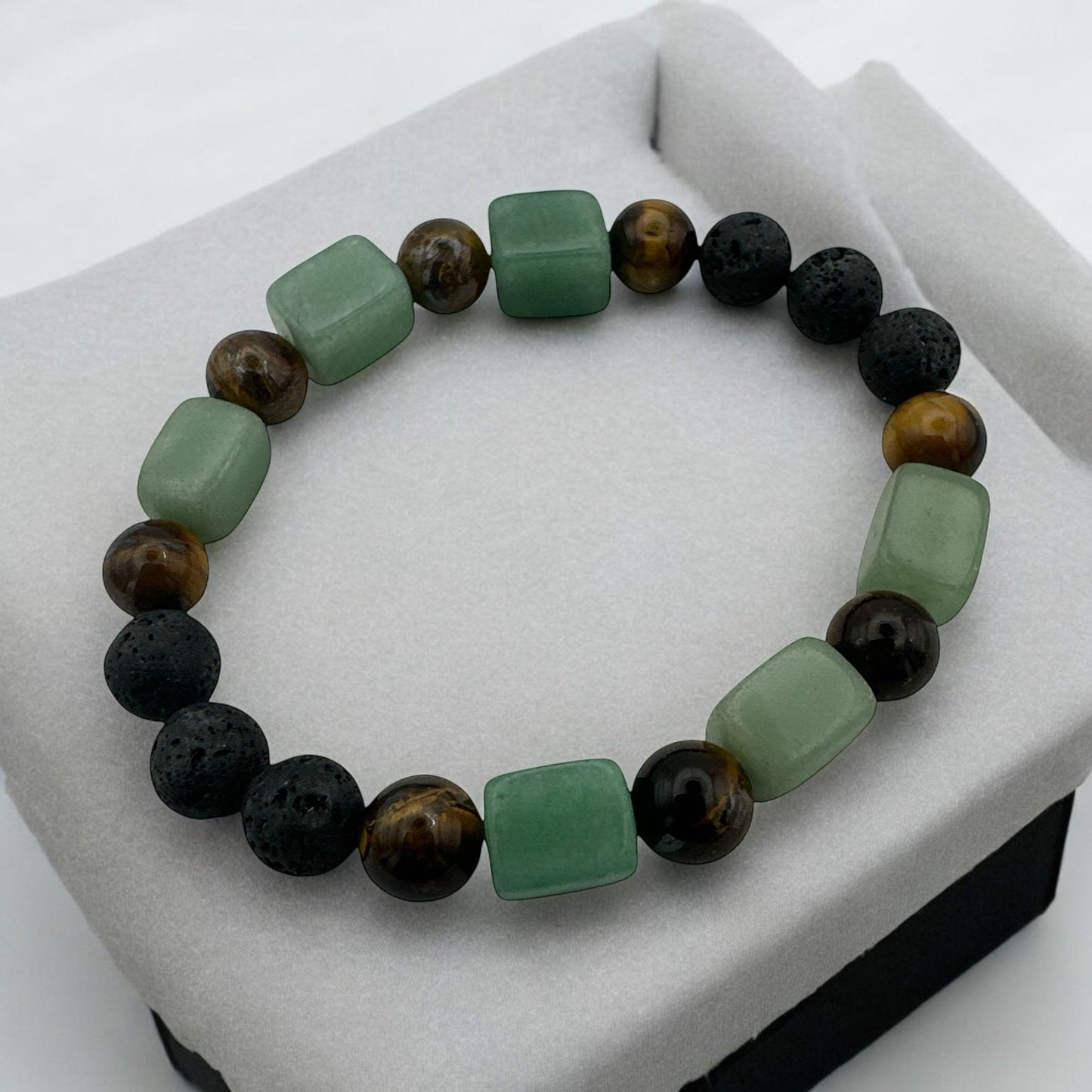 Handmade Beaded Bracelet Set – Lava, Tiger Eye, Amethyst & Aventurine - Fatisha Boutique