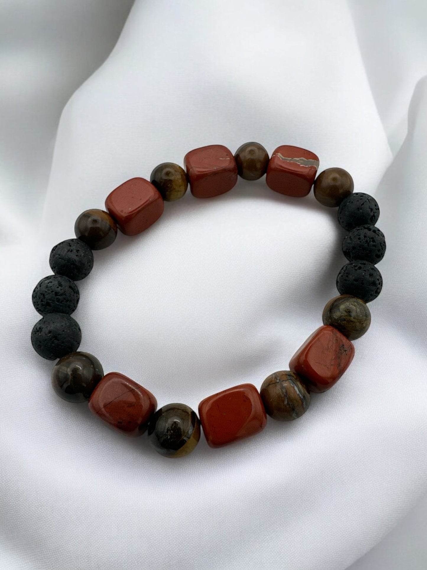 Handmade Beaded Bracelet Set – Lava, Tiger Eye, Amethyst & Aventurine - Fatisha Boutique